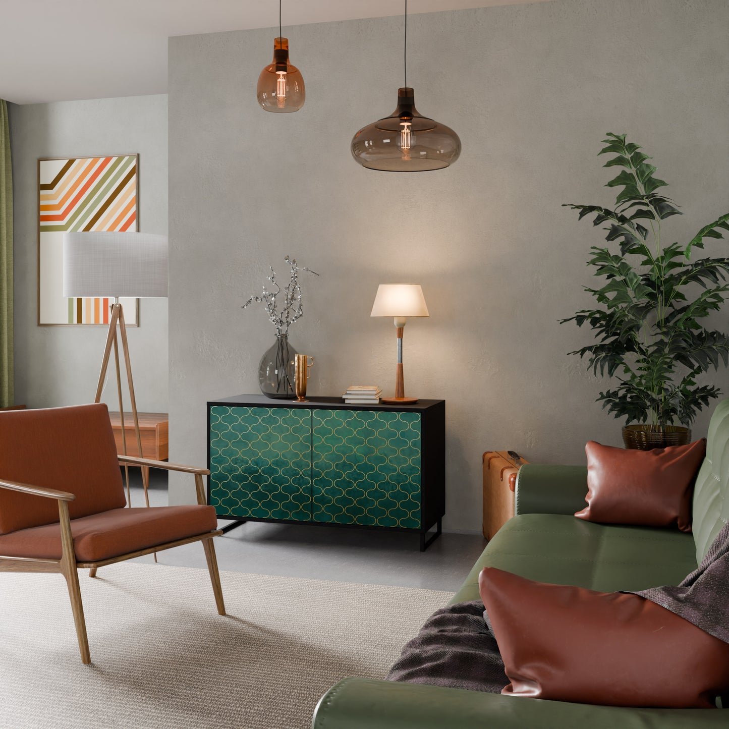 TESSELATED GREENRY 2-dörrars skänk i svart finish