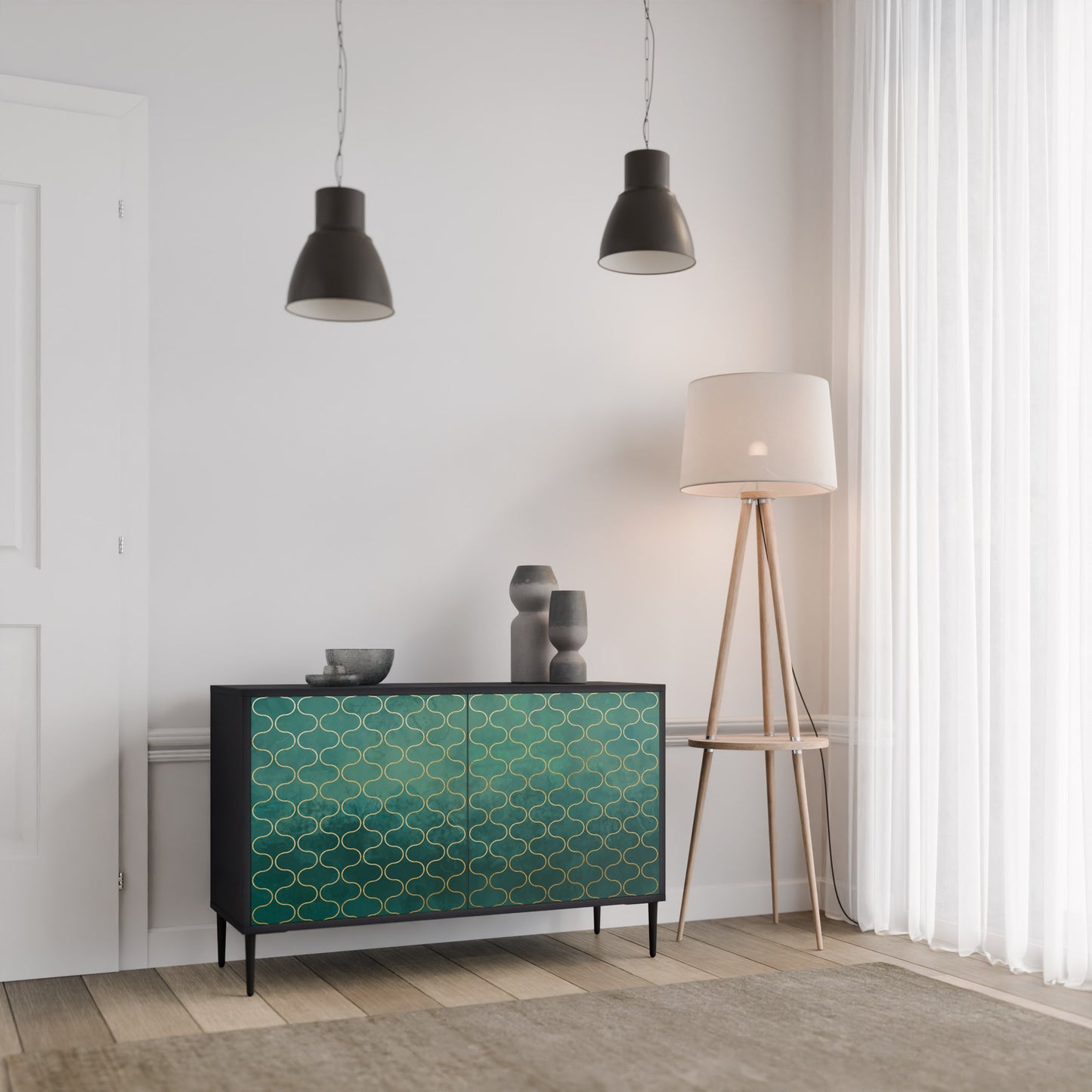 TESSELATED GREENRY 2-dörrars skänk i svart finish