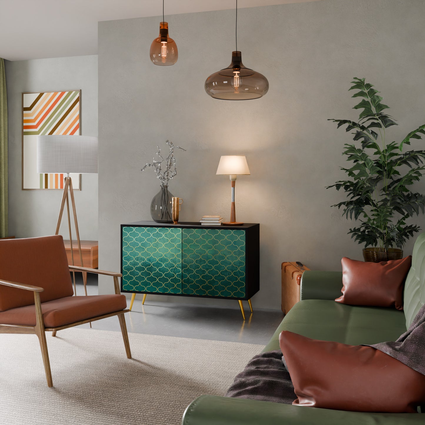 TESSELATED GREENRY 2-dörrars skänk i svart finish