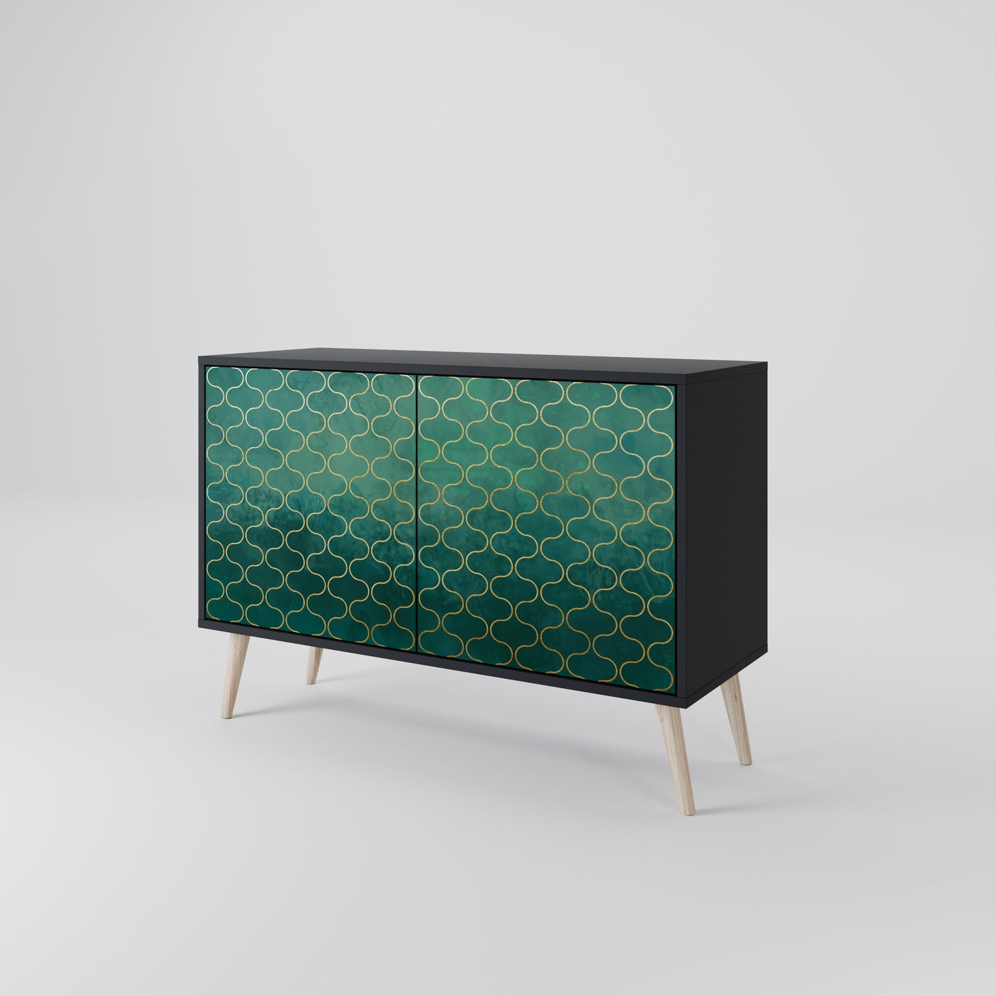TESSELATED GREENRY 2-dörrars skänk i svart finish