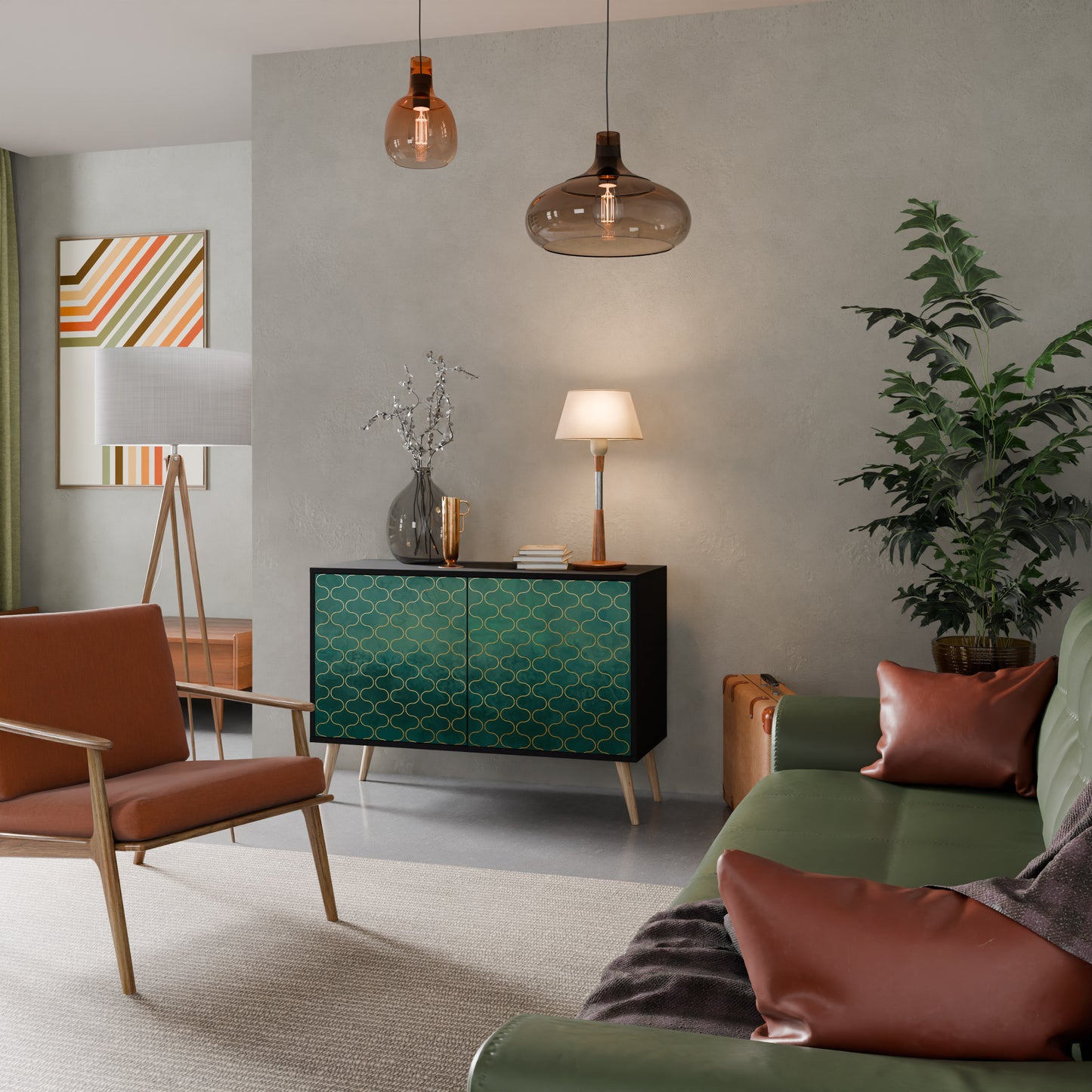 TESSELATED GREENRY 2-dörrars skänk i svart finish