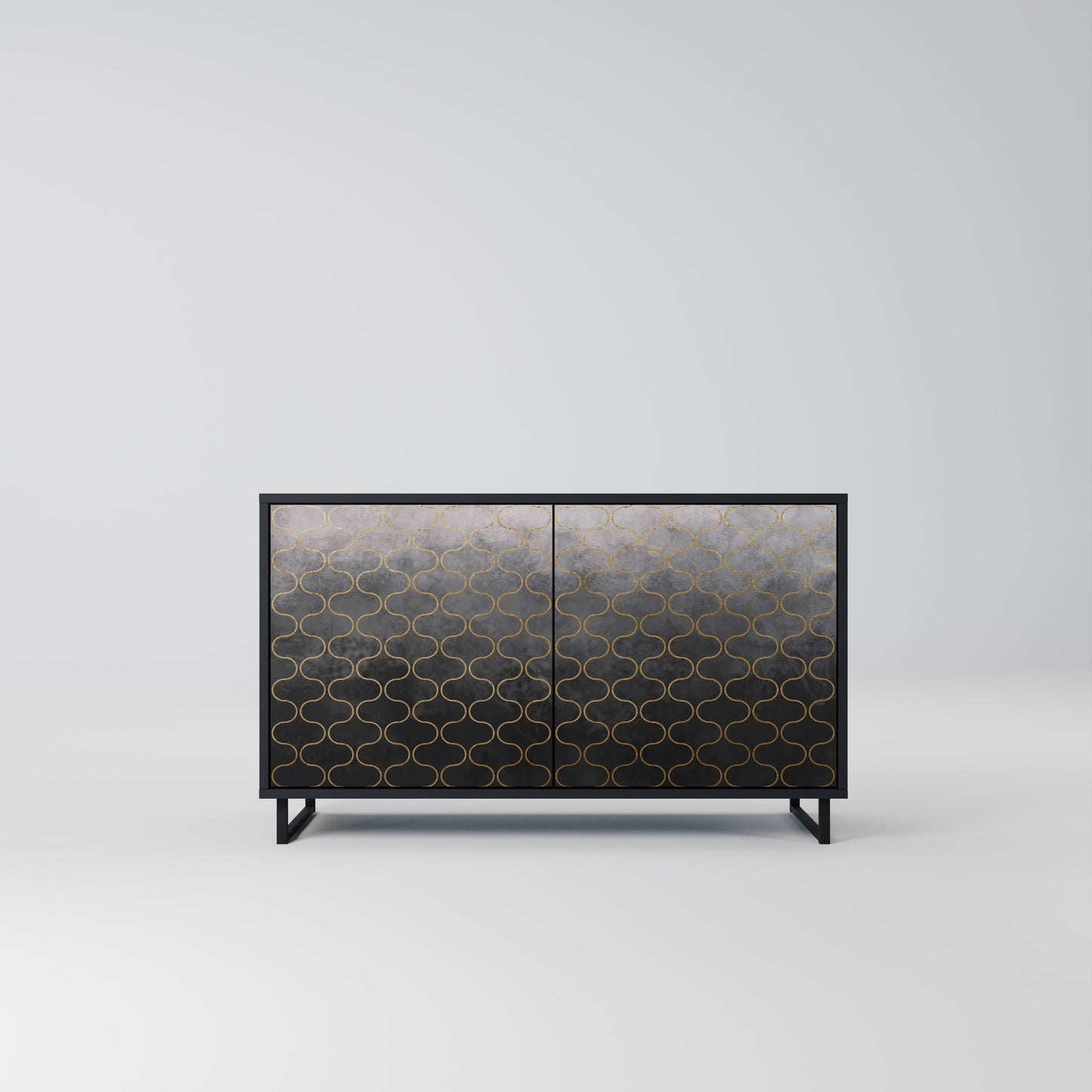 TESSELATED GRÅLIG 2-dörrars skänk i svart finish
