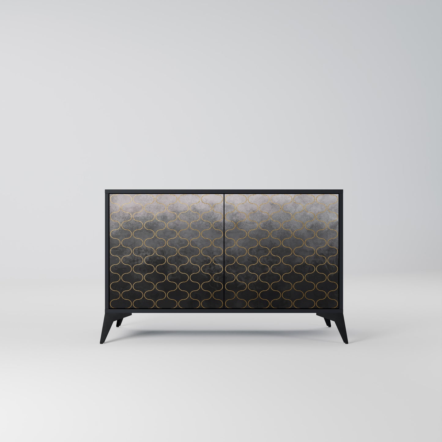 TESSELATED GRÅLIG 2-dörrars skänk i svart finish