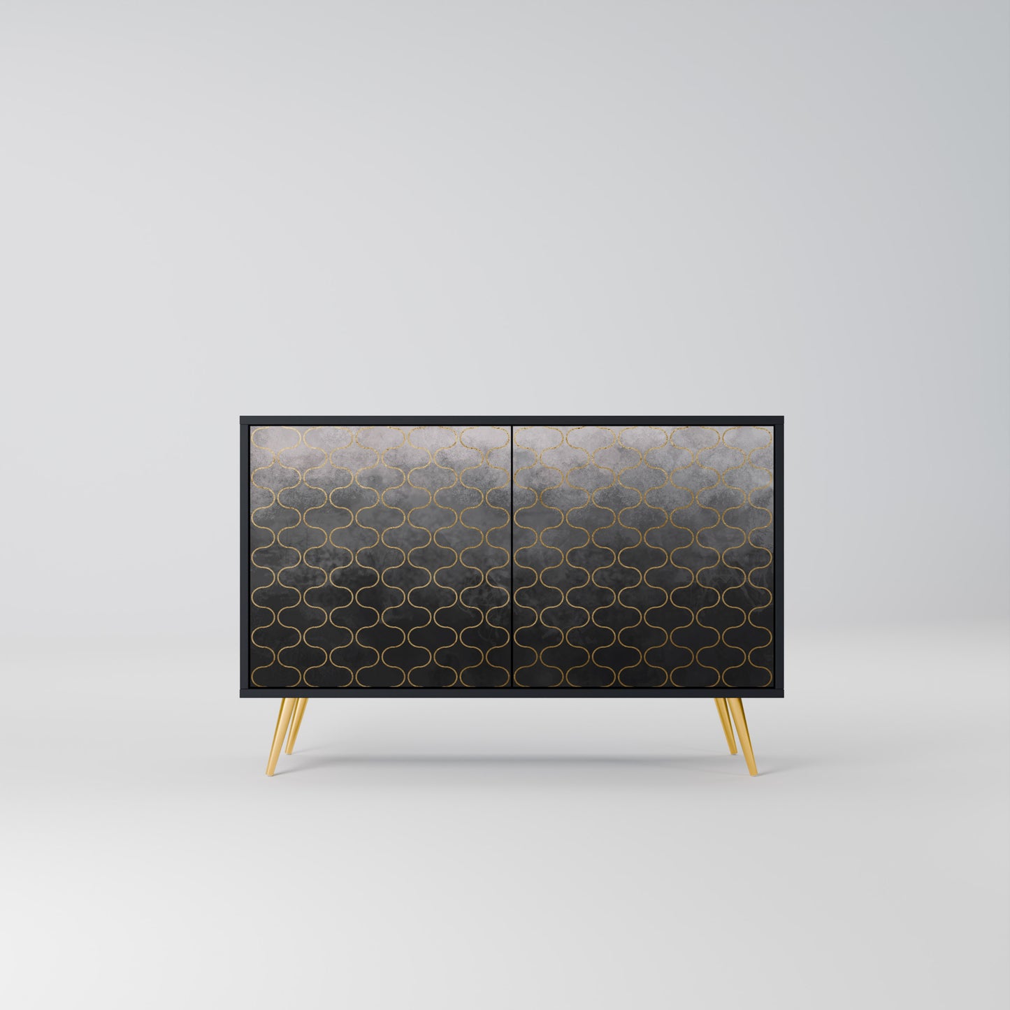 TESSELATED GRÅLIG 2-dörrars skänk i svart finish