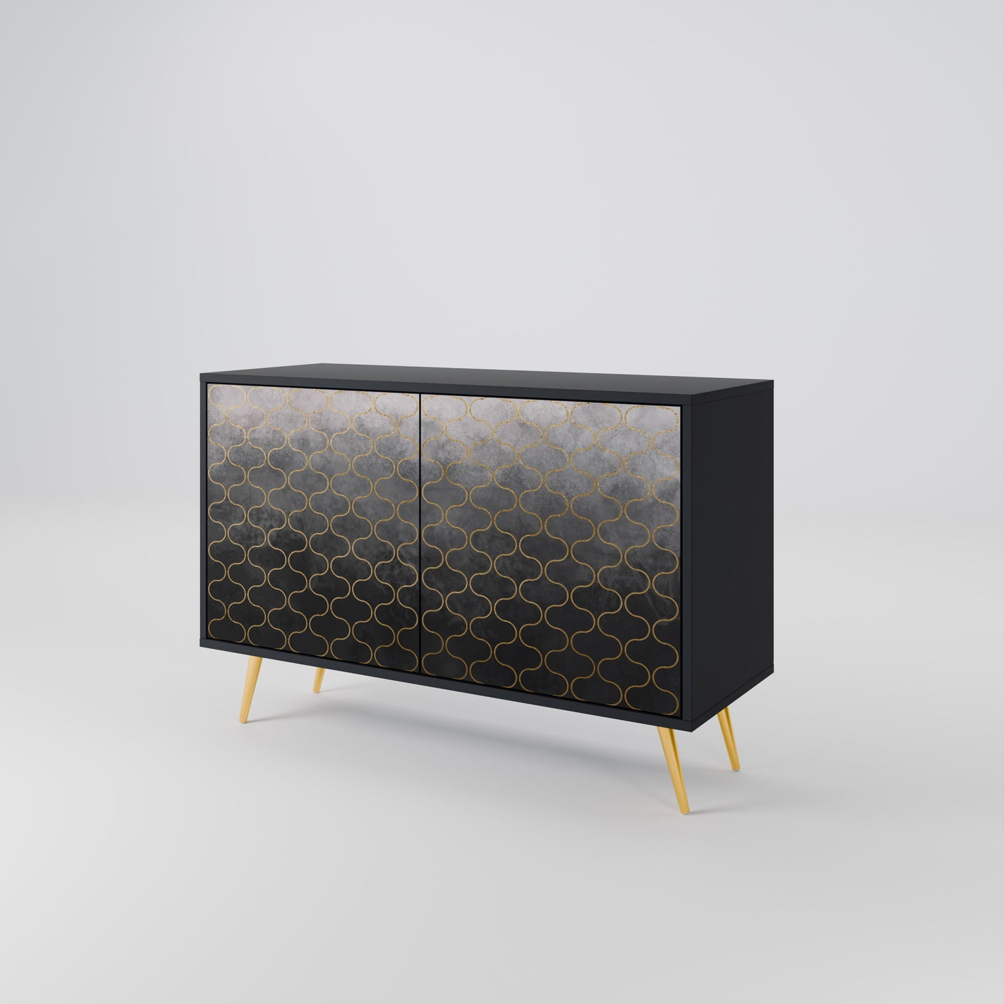 TESSELATED GRÅLIG 2-dörrars skänk i svart finish