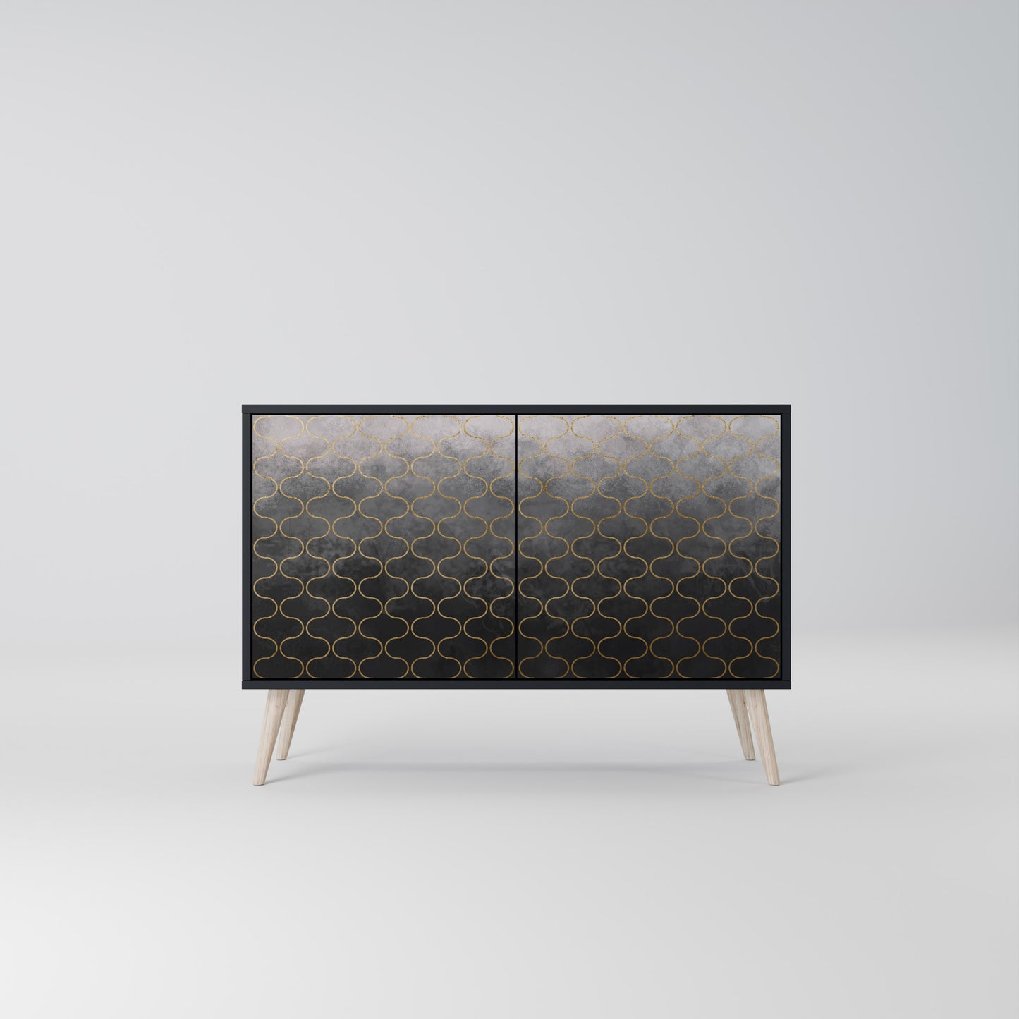 TESSELATED GRÅLIG 2-dörrars skänk i svart finish