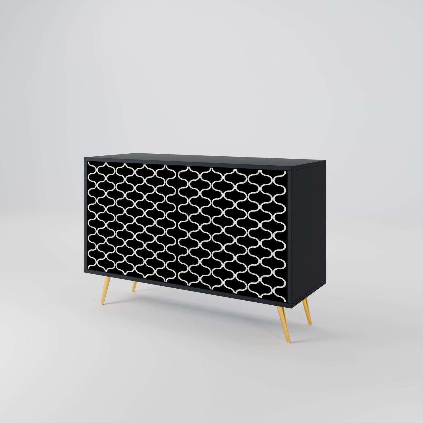 TESSELATED BLACKNESS 2-dörrars skänk i svart finish