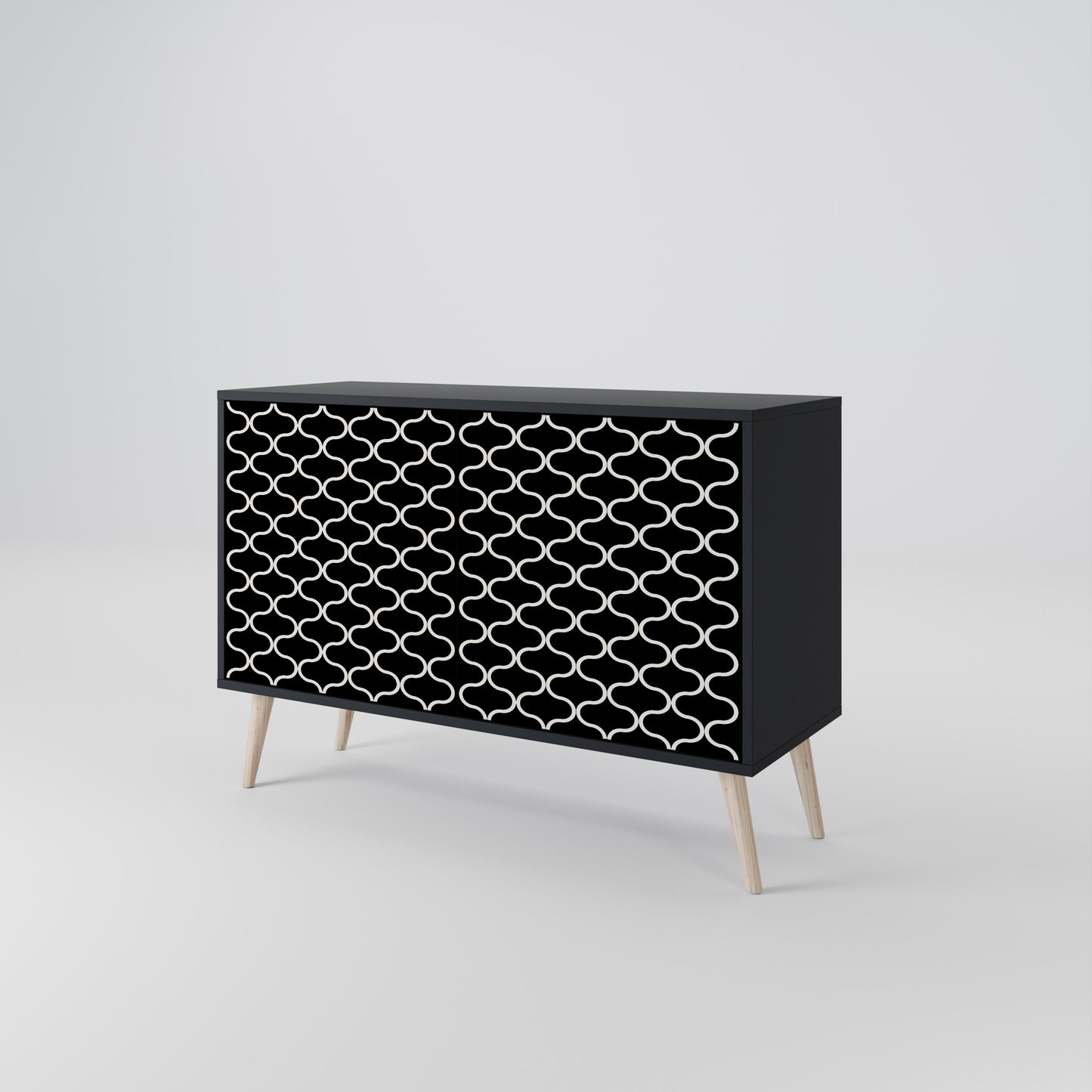 TESSELATED BLACKNESS 2-dörrars skänk i svart finish