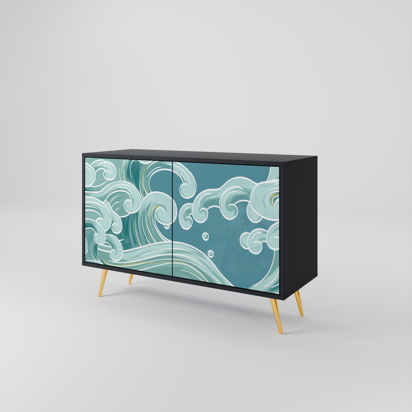 ASIAN SWAY 2-Door Sideboard in Black Finish