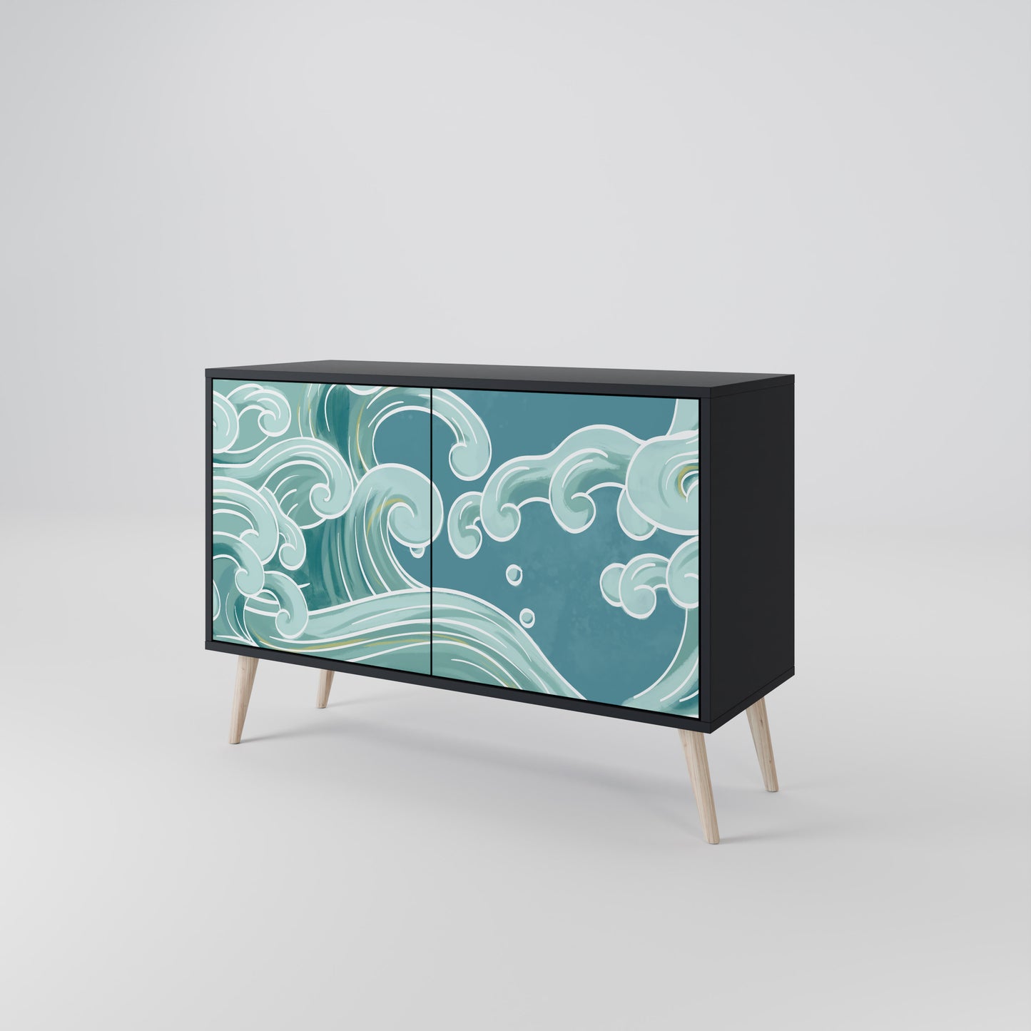 ASIAN SWAY 2-Door Sideboard in Black Finish