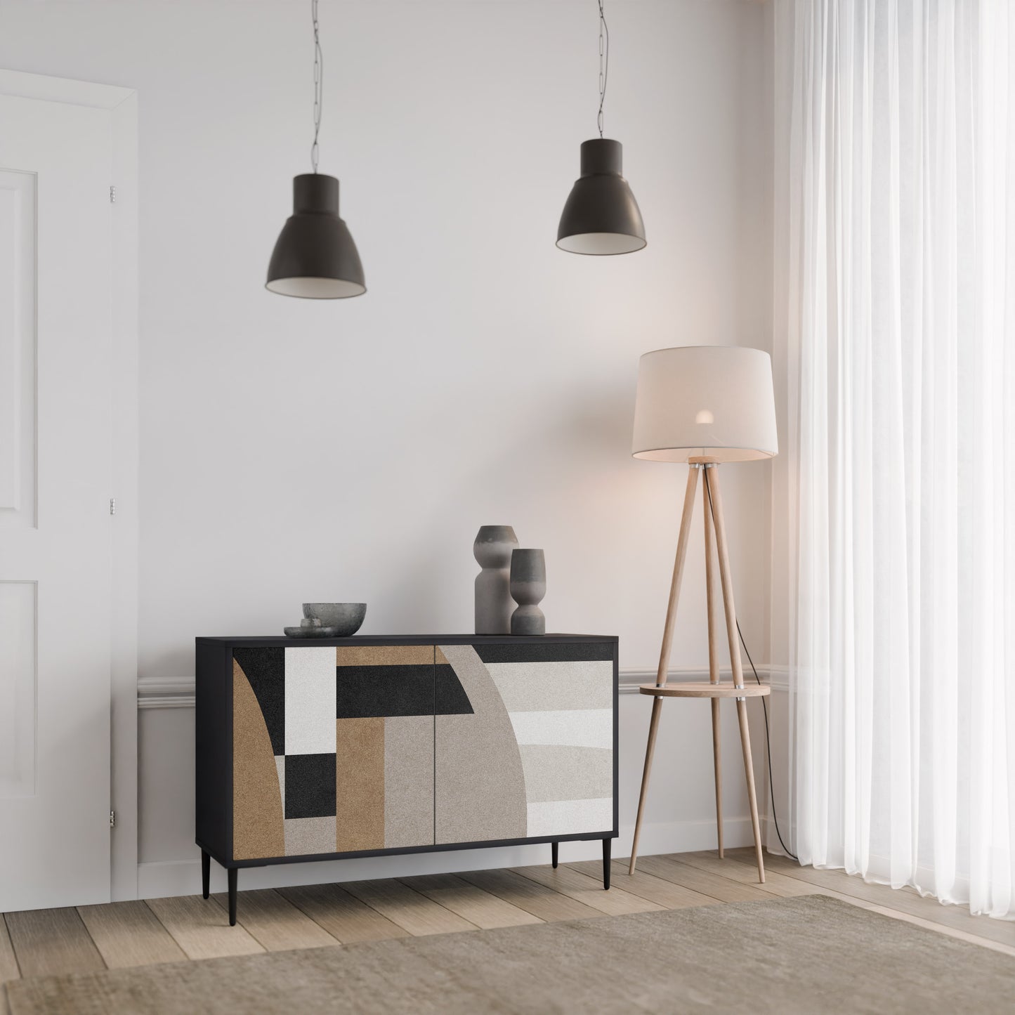 DELICATE MEMENTO 2-Door Sideboard in Black Finish