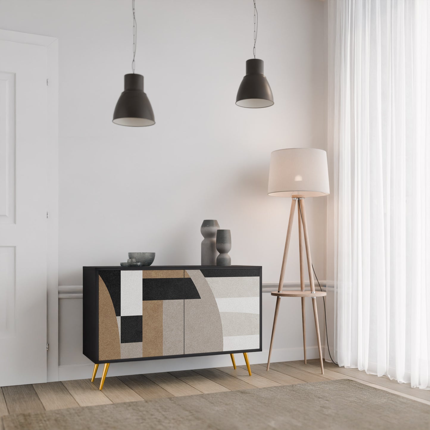 DELICATE MEMENTO 2-Door Sideboard in Black Finish