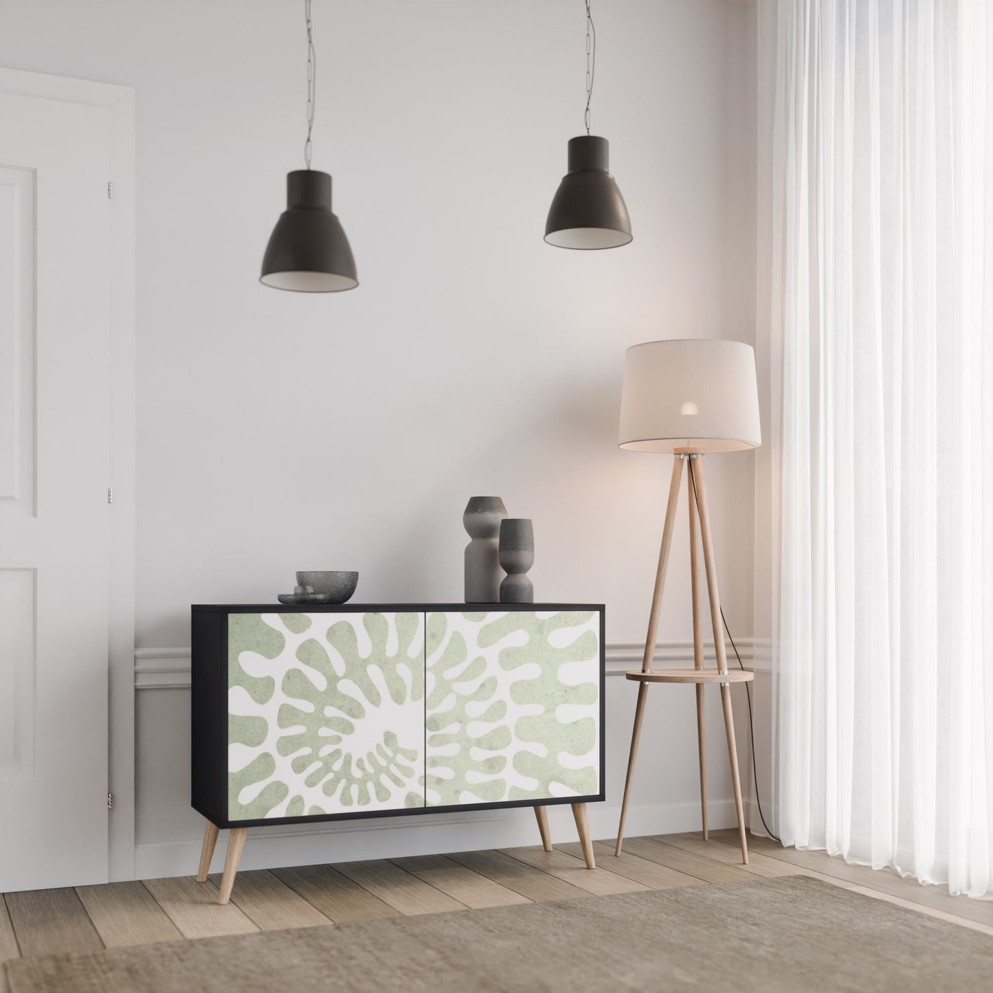 HELIX DANCE 2-Door Sideboard in Black Finish