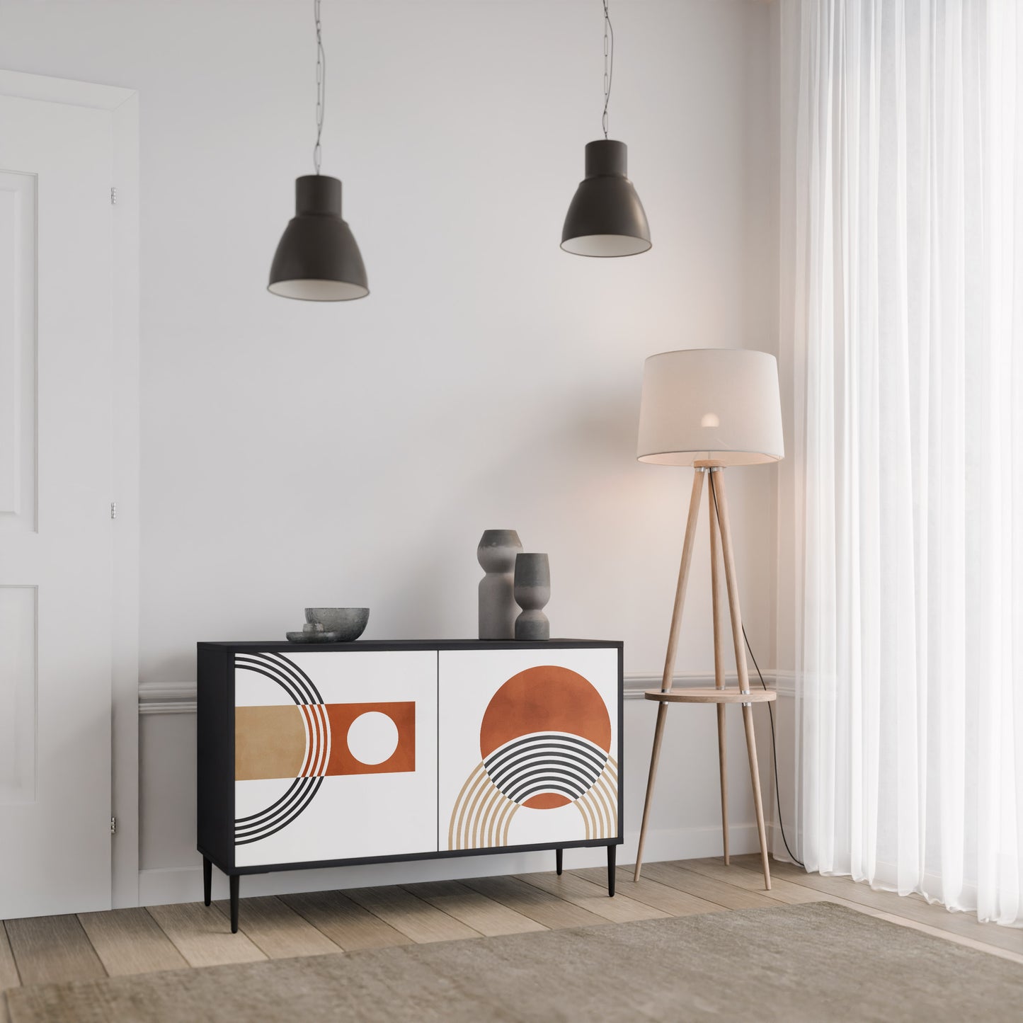 CIRCLE RHYTM 2-Door Sideboard in Black Finish