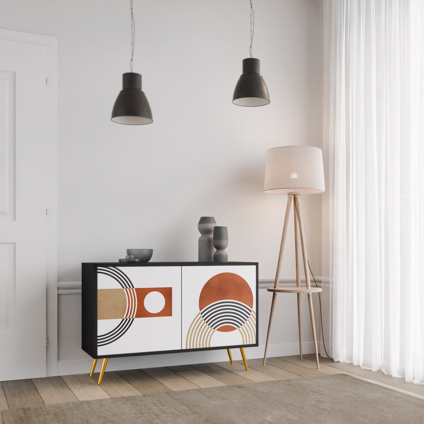 CIRCLE RHYTM 2-Door Sideboard in Black Finish