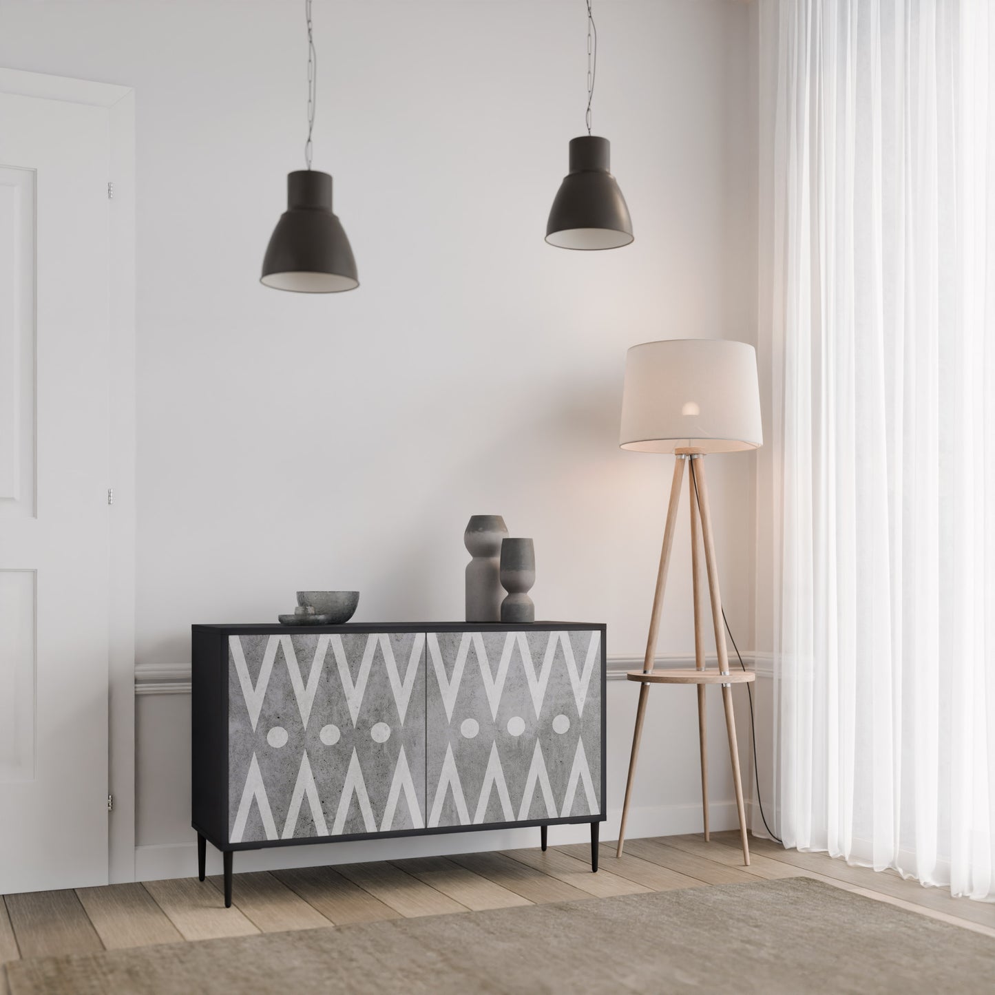 SHARP EDGES 2-Door Sideboard in Black Finish