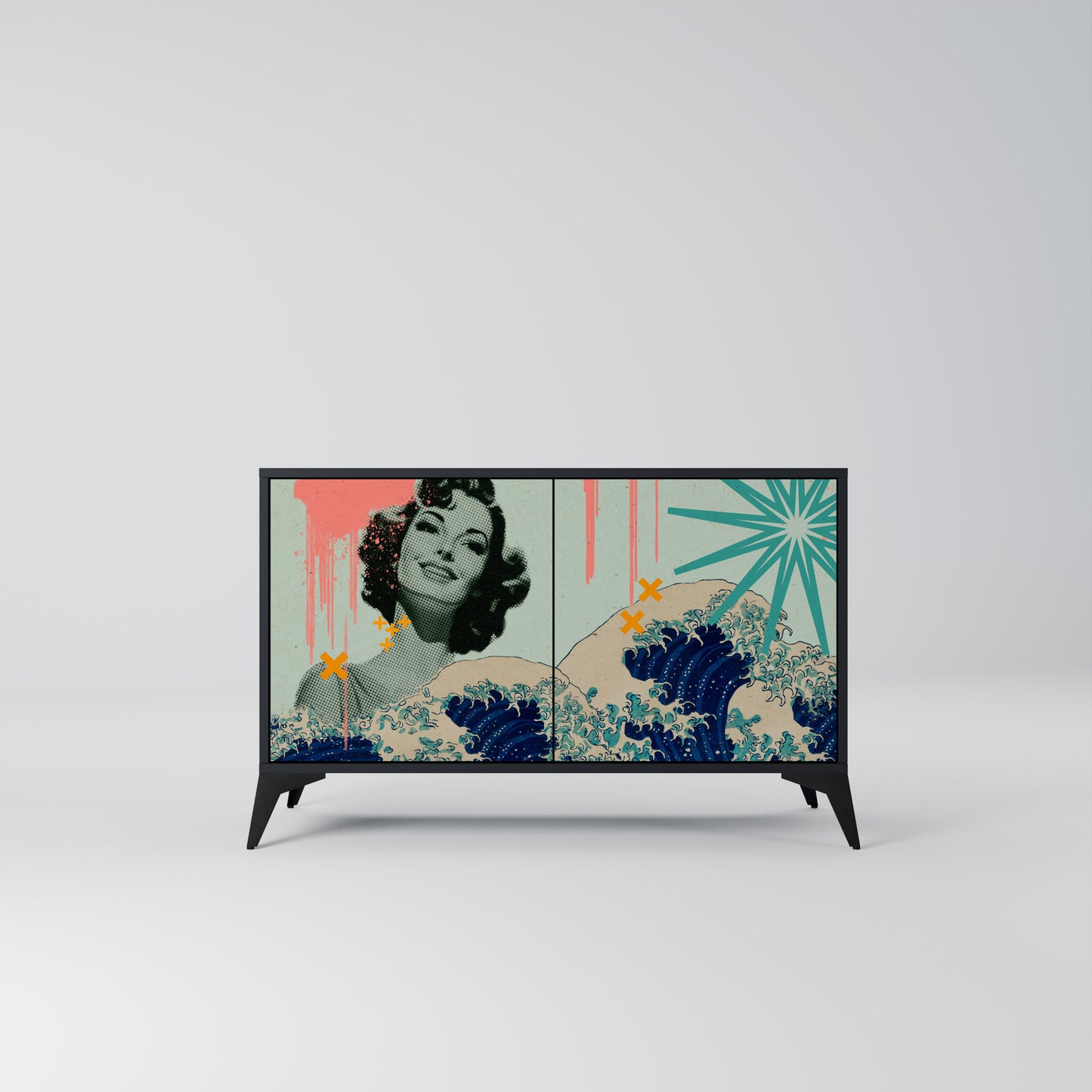 KANAGAWA BEAUTY 2-Door Sideboard in Black Finish
