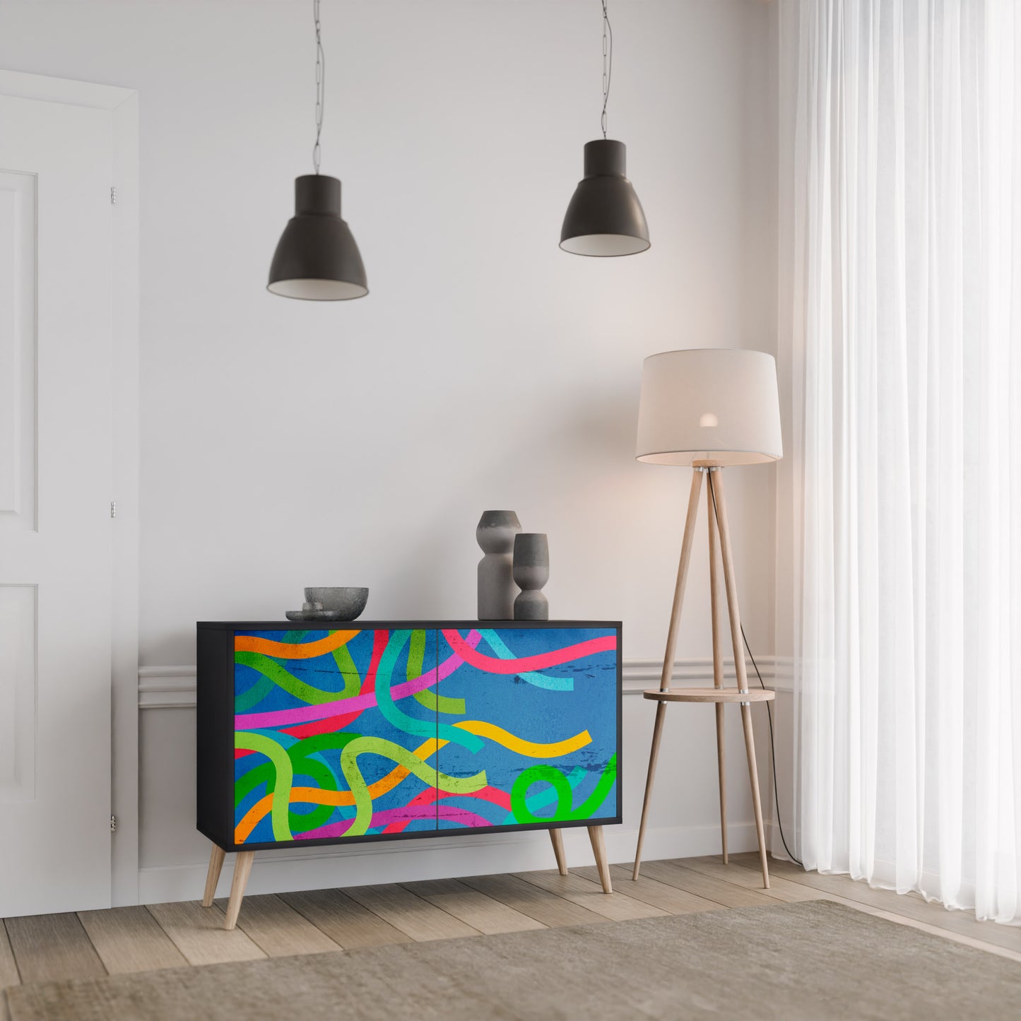 STREAMER TANGLE 2-Door Sideboard in Black Finish