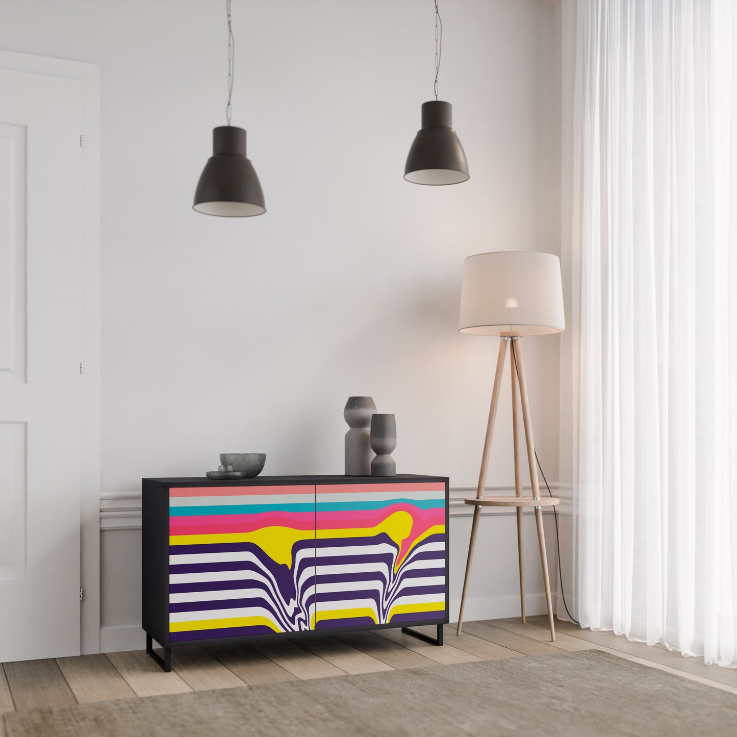 TONE COLLAPSE 2-Door Sideboard in Black Finish