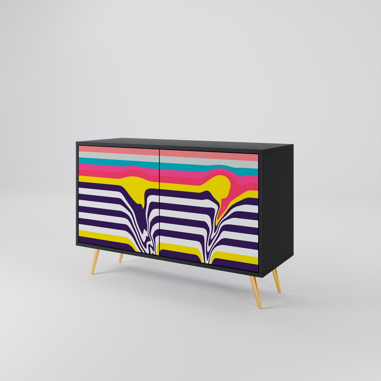 TONE COLLAPSE 2-Door Sideboard in Black Finish