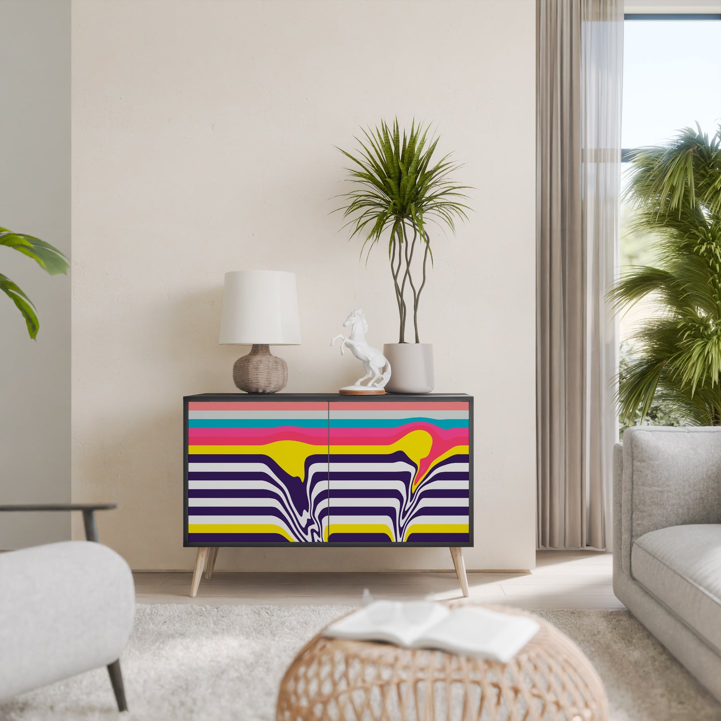 TONE COLLAPSE 2-Door Sideboard in Black Finish
