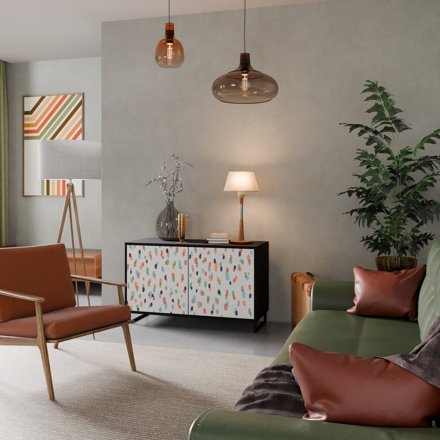 ENERGETIC SPOTS 2-dörrars skänk i svart finish