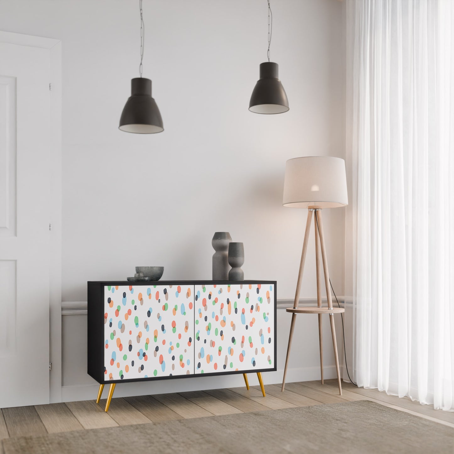 ENERGETIC SPOTS 2-dörrars skänk i svart finish