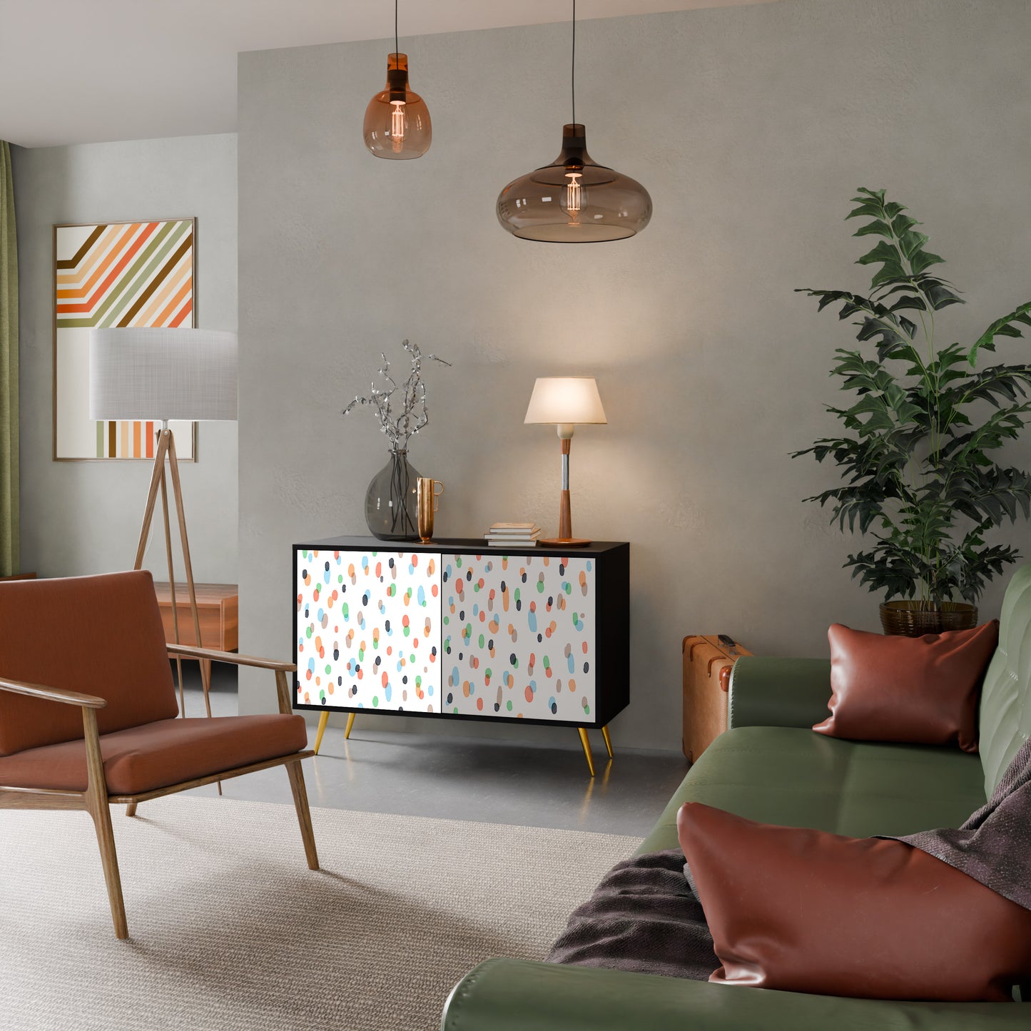 ENERGETIC SPOTS 2-dörrars skänk i svart finish