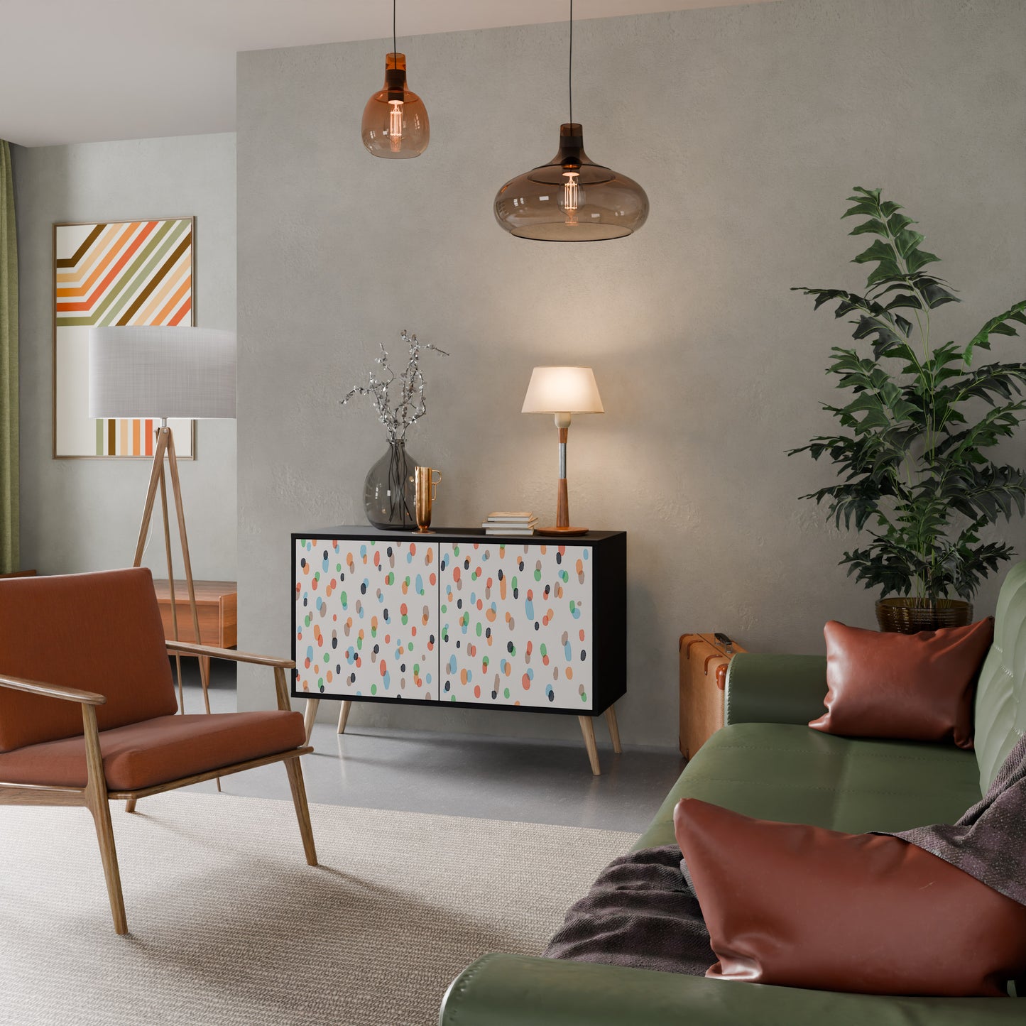 ENERGETIC SPOTS 2-dörrars skänk i svart finish