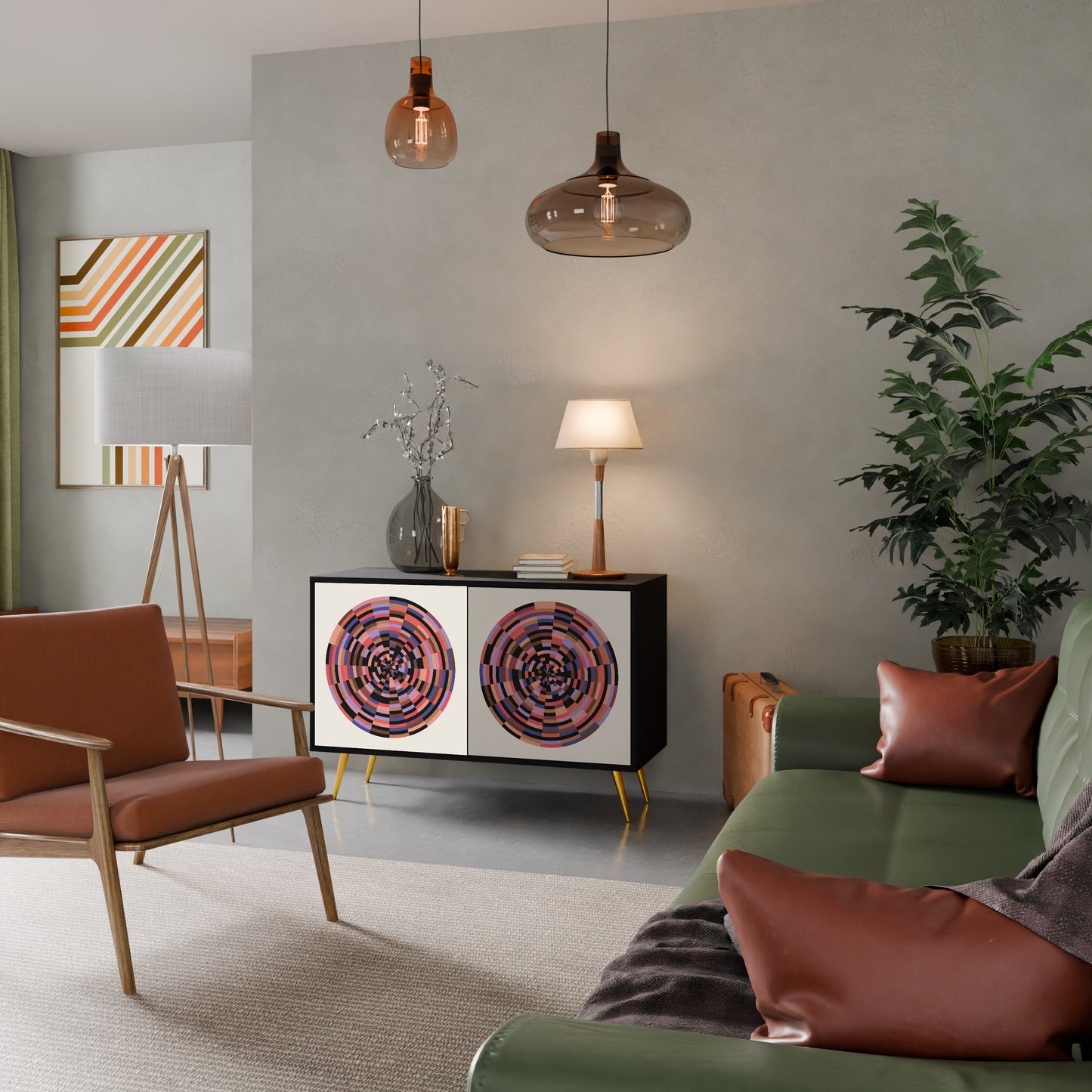 BRUN CIRCLES 2-dörrars skänk i svart finish