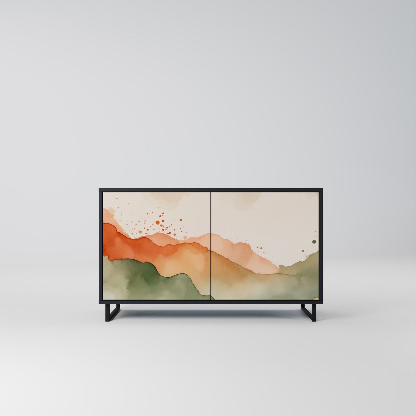 WATERCOLOR PEAKS 2-dörrars skänk i svart finish
