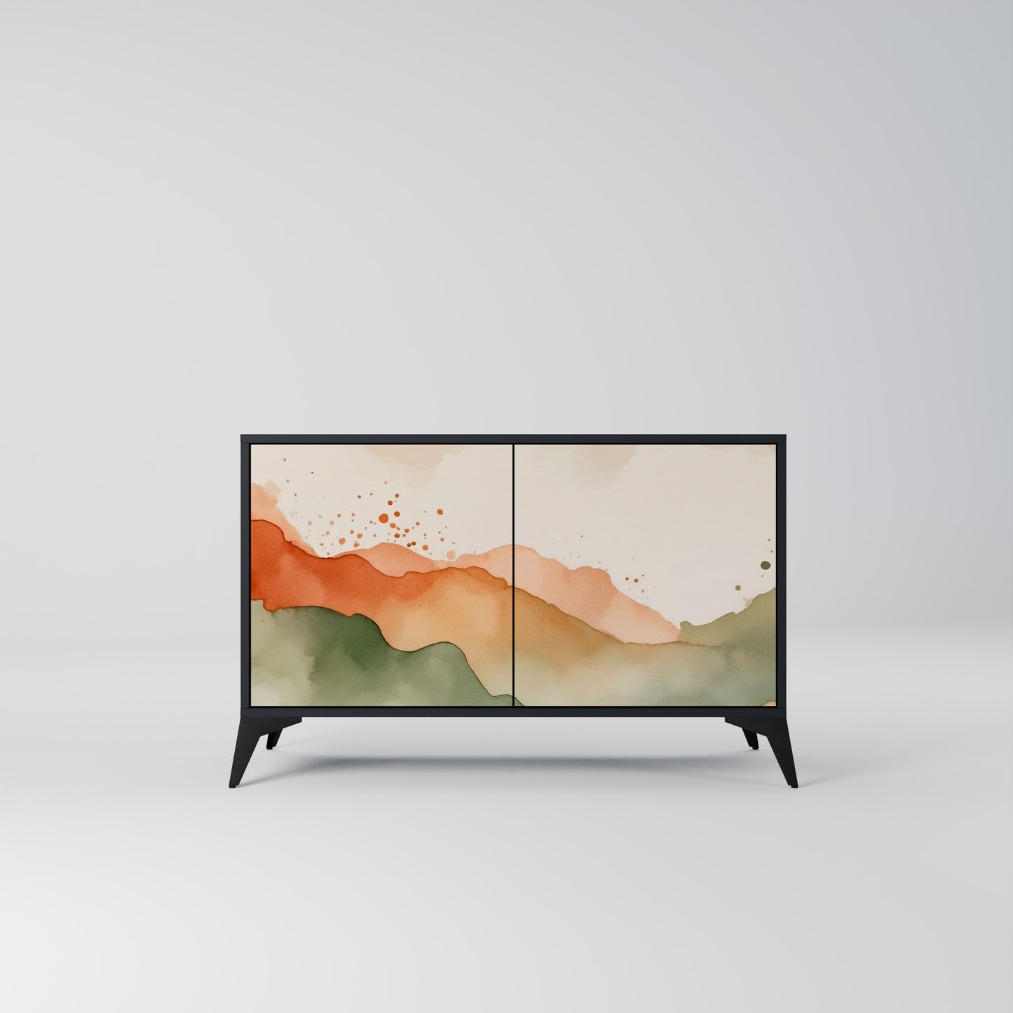 WATERCOLOR PEAKS 2-dörrars skänk i svart finish
