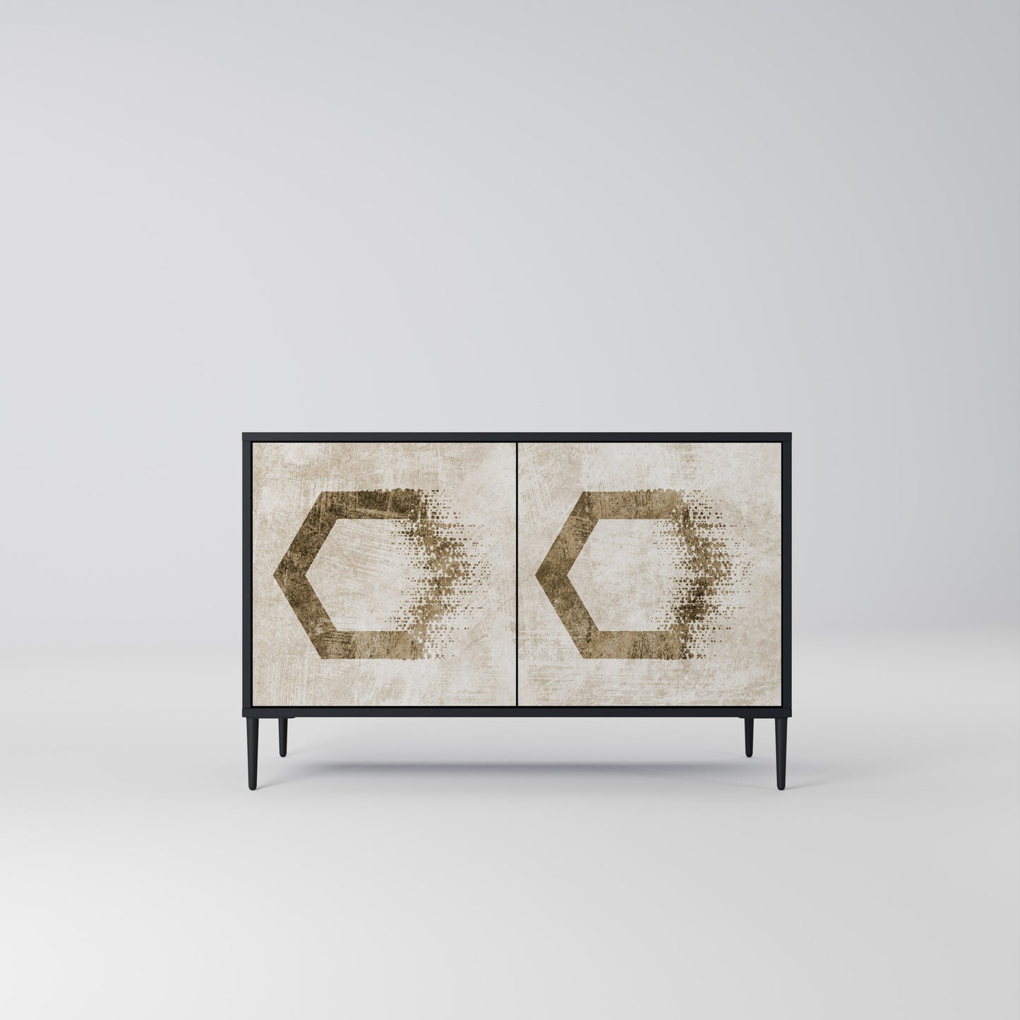 HEXAGONAL FORM 2-Dörrars skänk i svart finish