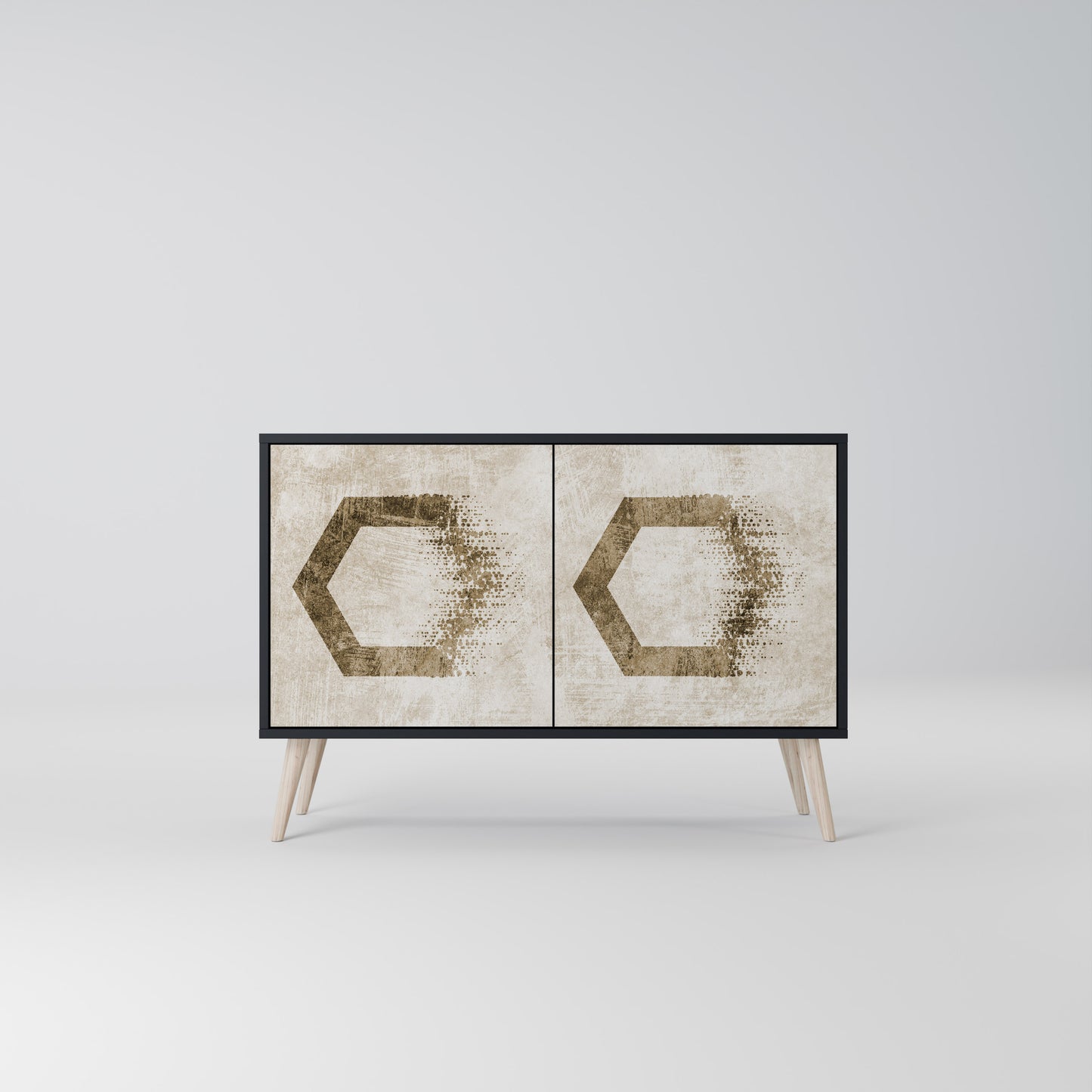 HEXAGONAL FORM 2-Dörrars skänk i svart finish