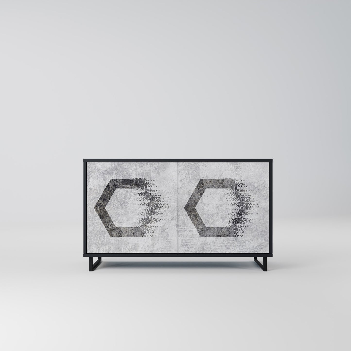 HEXAGONAL FIGURES 2-dörrars skänk i svart finish