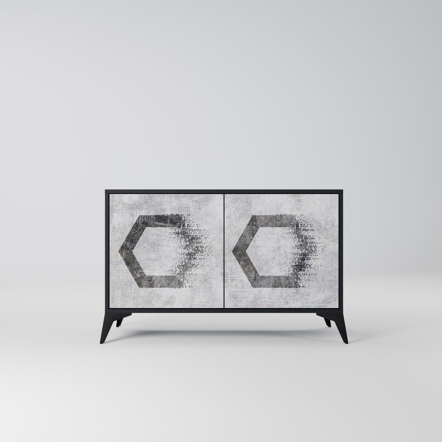 HEXAGONAL FIGURES 2-dörrars skänk i svart finish