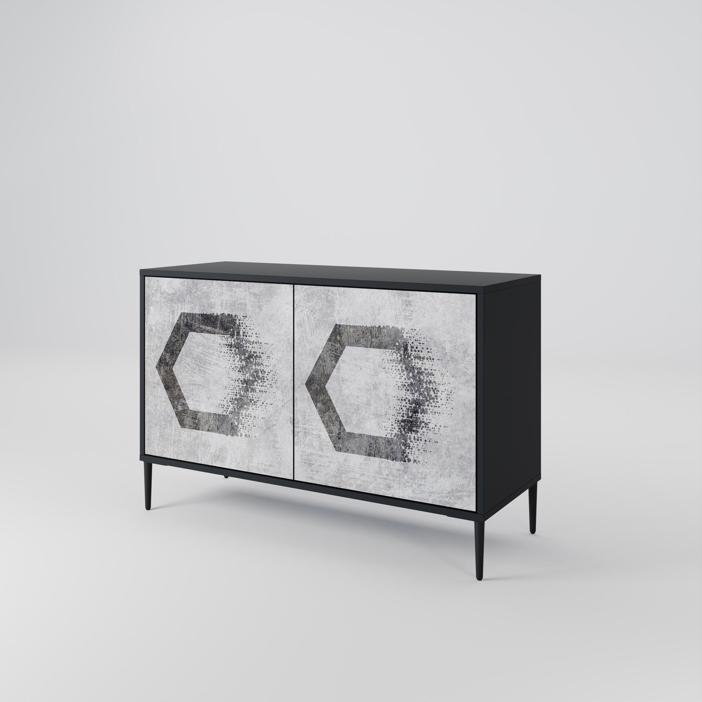 HEXAGONAL FIGURES 2-dörrars skänk i svart finish
