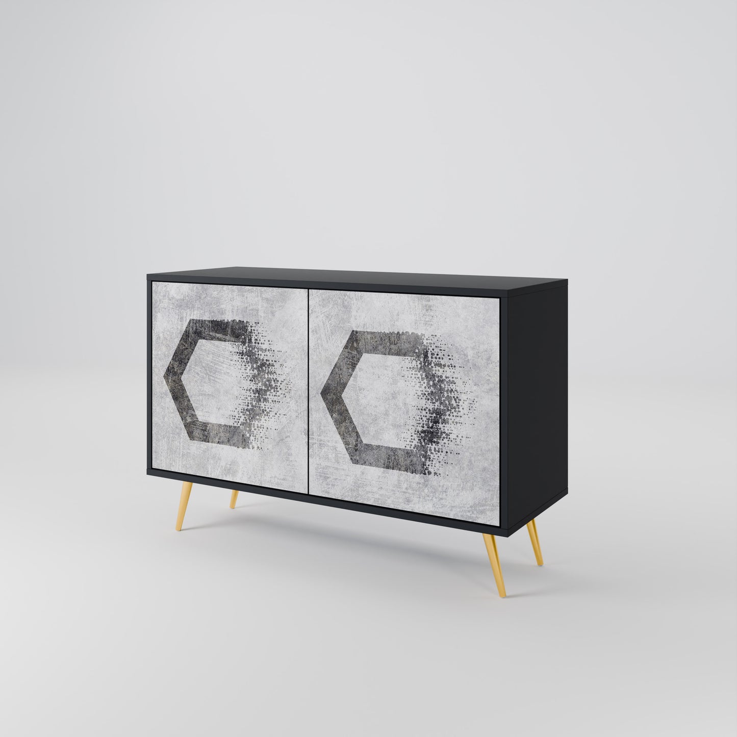 HEXAGONAL FIGURES 2-dörrars skänk i svart finish