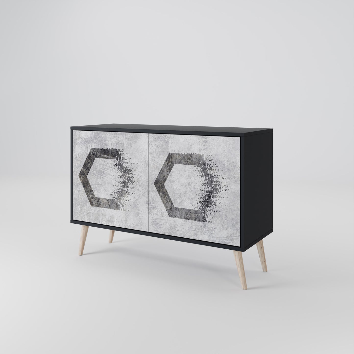 HEXAGONAL FIGURES 2-dörrars skänk i svart finish