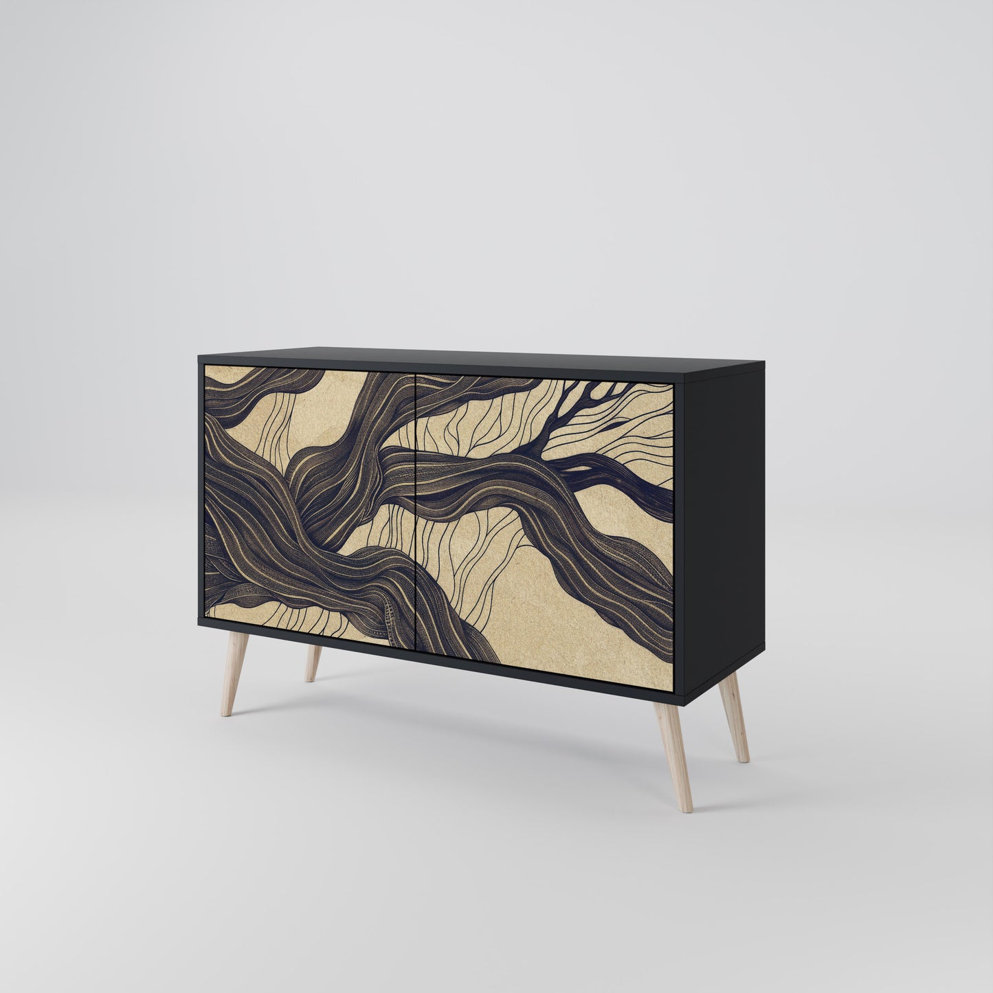 UNIFIED FRAGMENTS 2-dörrars skänk i svart finish