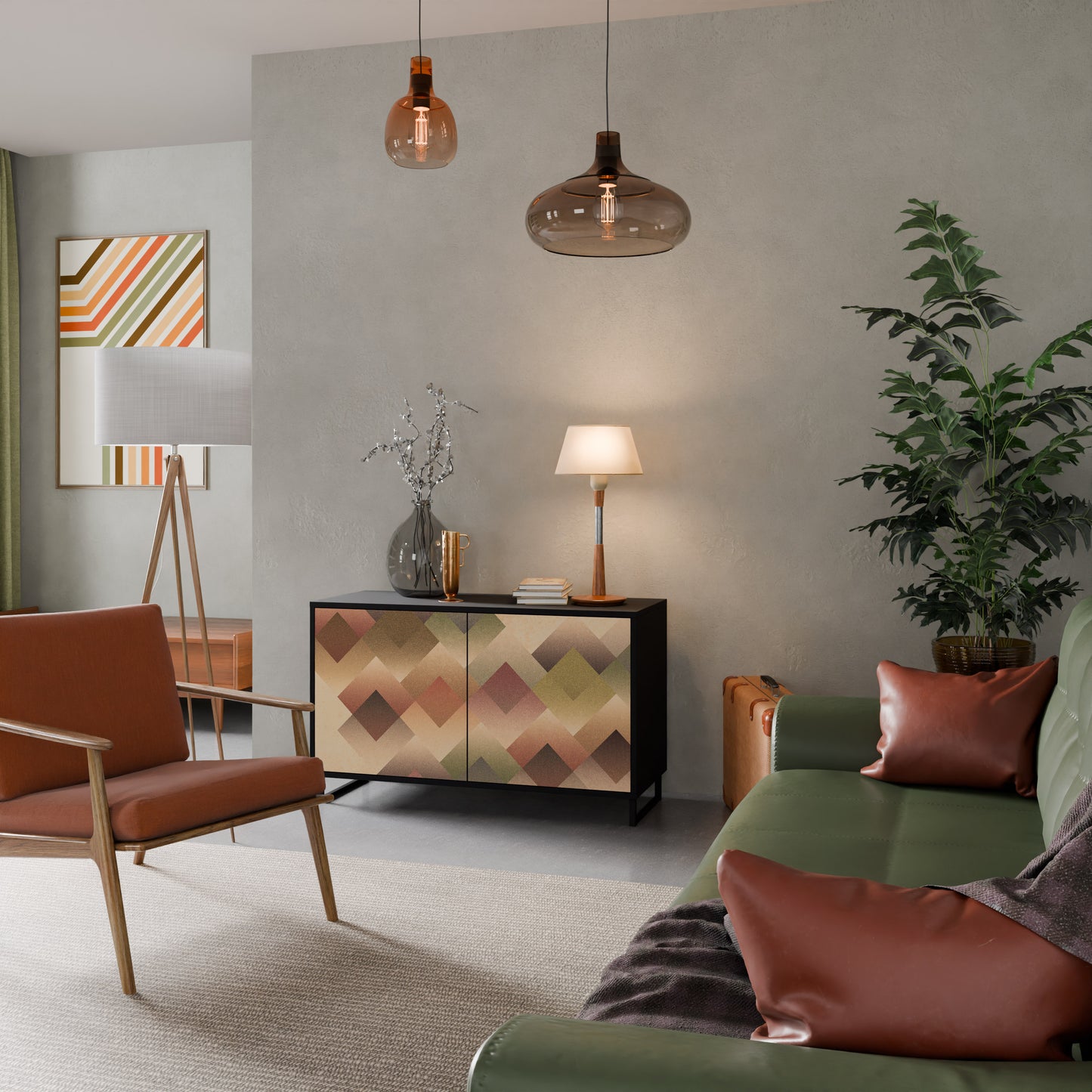 GEOMETRIC FUSION 2-dörrars skänk i svart finish