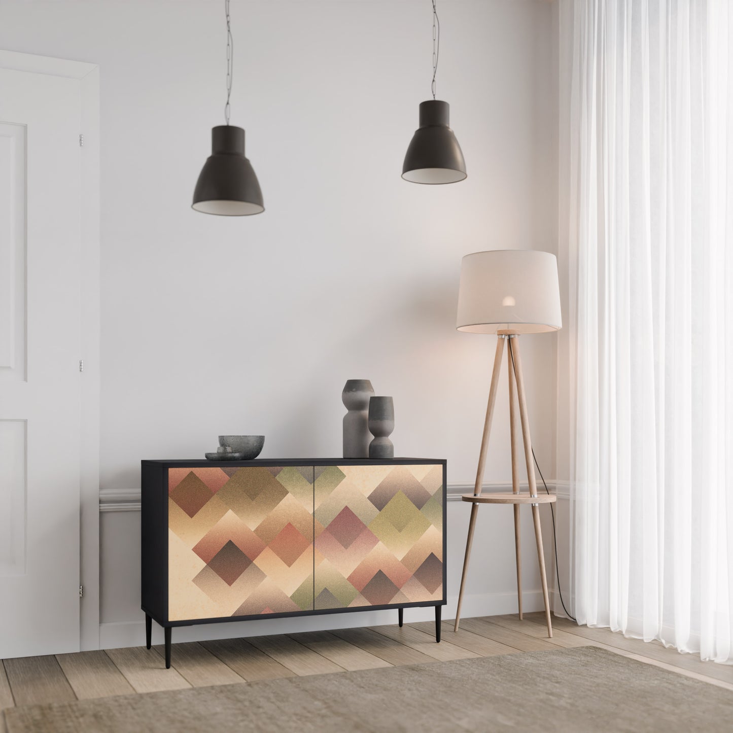 GEOMETRIC FUSION 2-dörrars skänk i svart finish