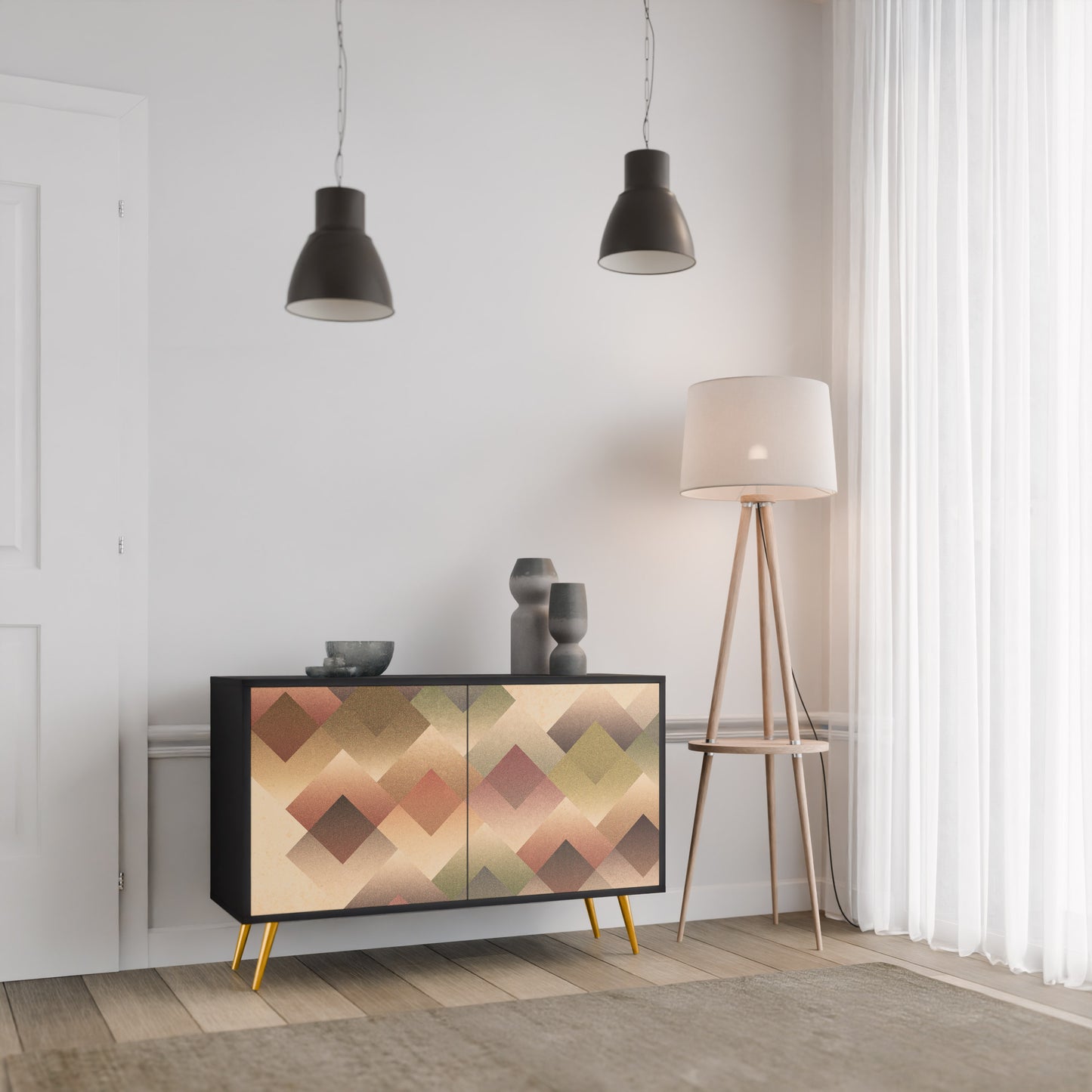GEOMETRIC FUSION 2-dörrars skänk i svart finish