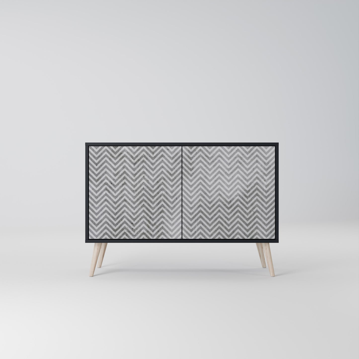 BETONG ZIG ZAG 2-dörrars skänk i svart finish