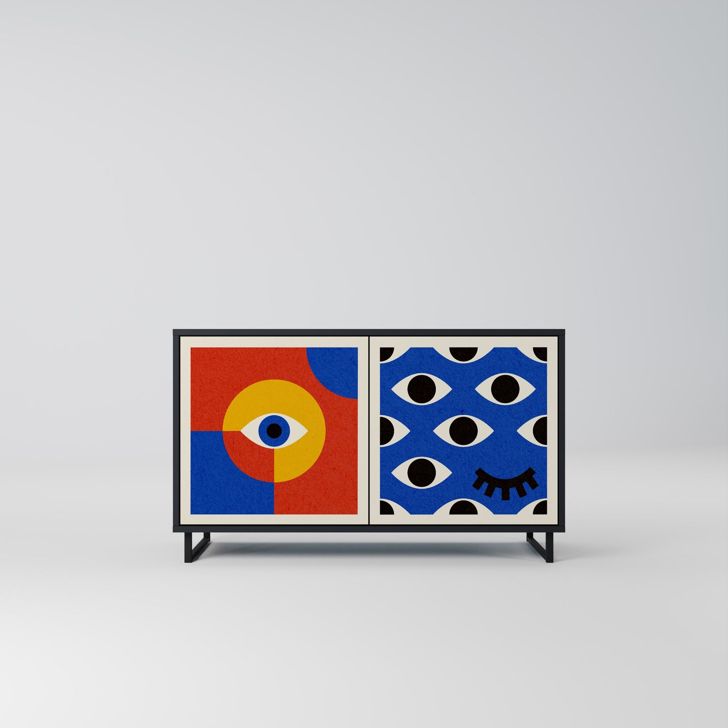 GEOMETRIC EYES 2-dörrars skänk i svart finish