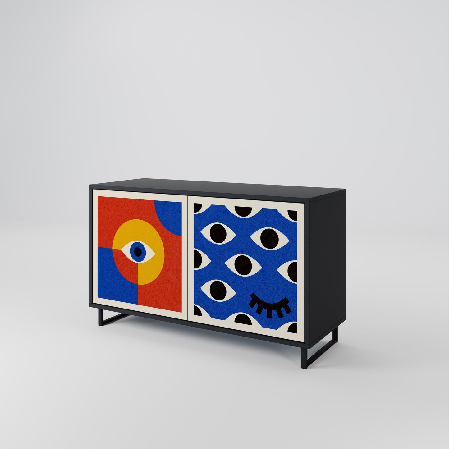 GEOMETRIC EYES 2-dörrars skänk i svart finish