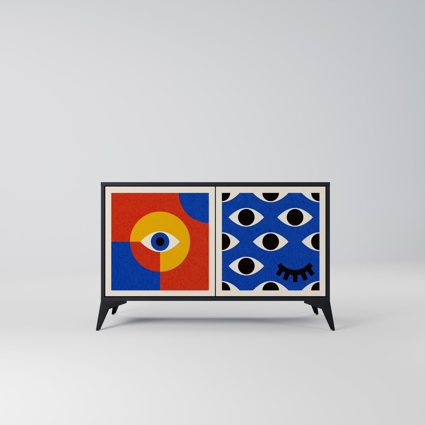 GEOMETRIC EYES 2-dörrars skänk i svart finish