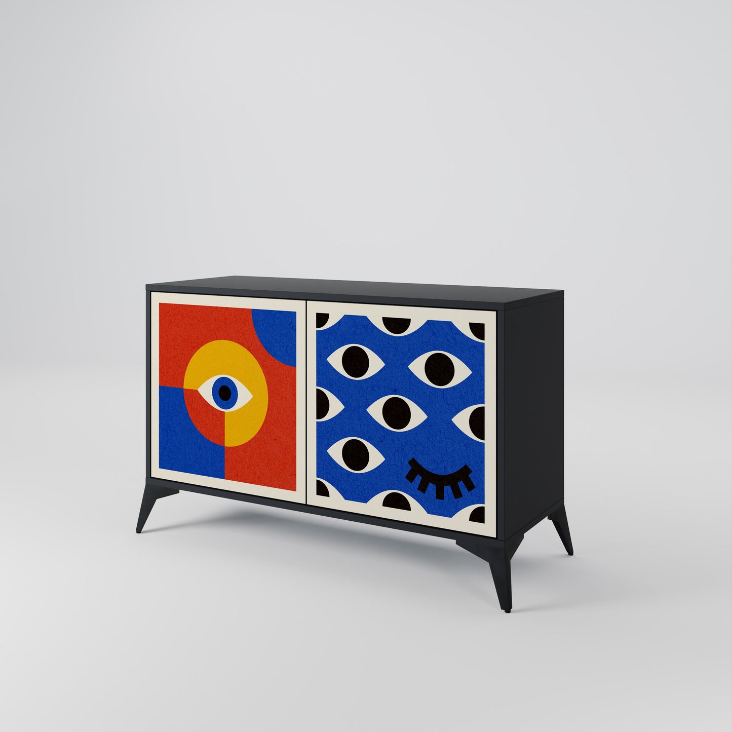 GEOMETRIC EYES 2-dörrars skänk i svart finish