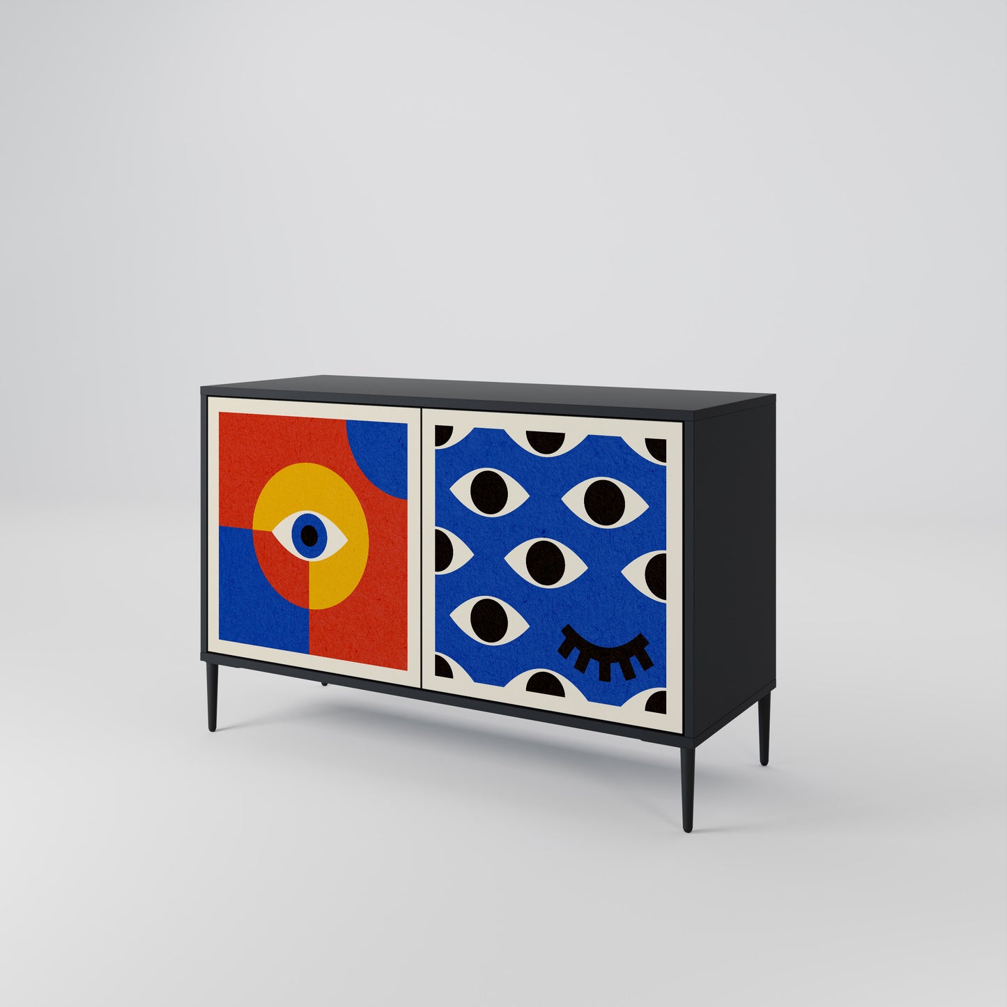 GEOMETRIC EYES 2-dörrars skänk i svart finish