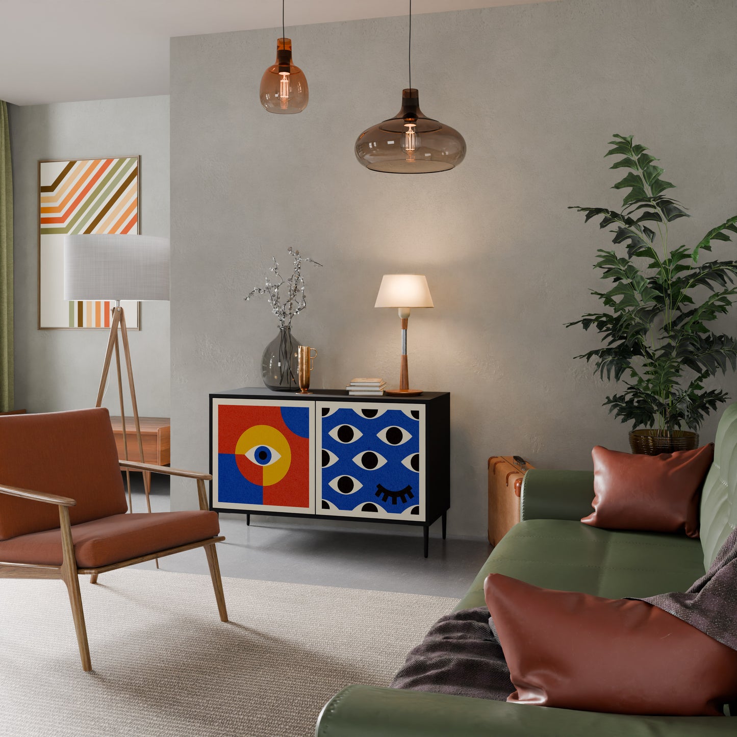 GEOMETRIC EYES 2-dörrars skänk i svart finish